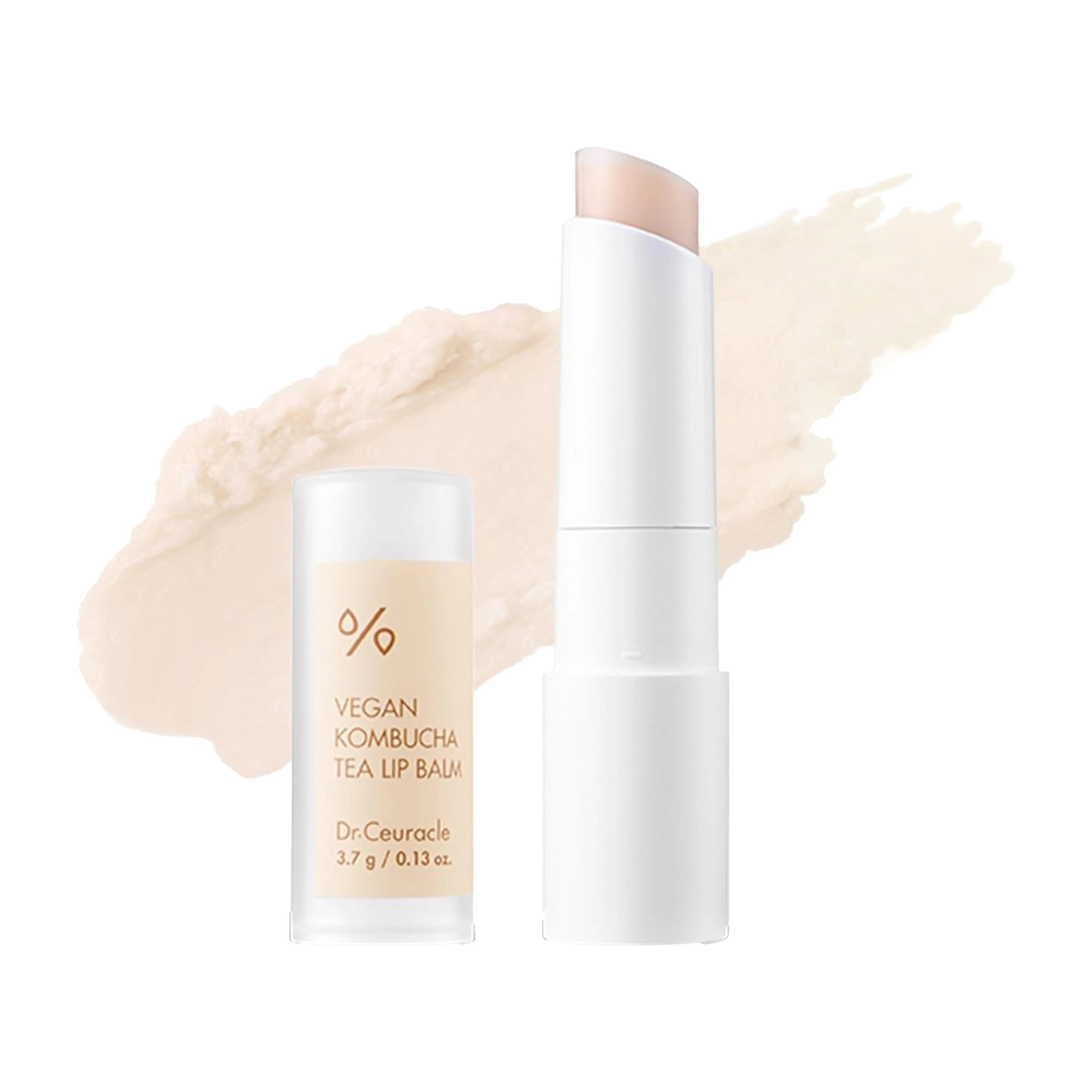 DR.CEURACLE Vegan Kombucha Tea Lip Balm 3.7g. K-beauty vegan lip balm with fermented Kombucha tea for lip barrier repair and soothing hydration