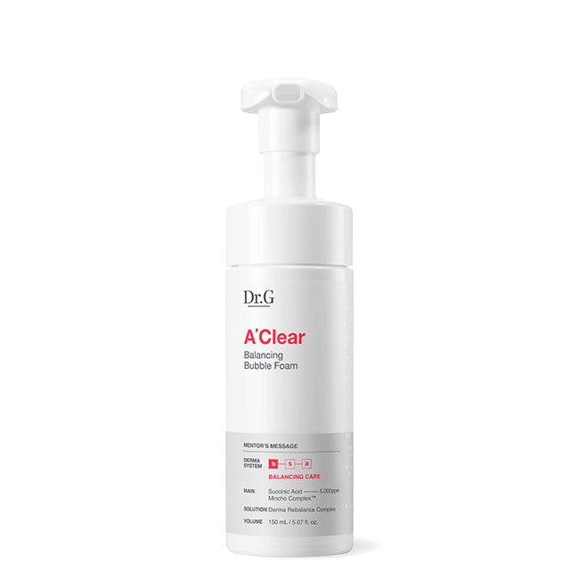 Dr.G A Clear Balancing Bubble Foam 150ml acne cleanser designed to remove excess oil unclog pores and keep skin clean balanced and comfortable without dryness