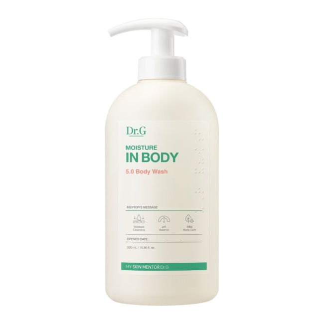 Dr.G Moisture In Body 5.0 Body Wash 500ml gentle hydrating body wash designed to cleanse without drying soothe sensitive skin and keep dry skin soft and moisturized