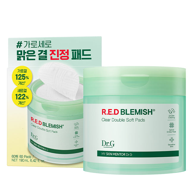 Dr.G Red Blemish Clear Double Texture Pad 60 Pads dual-sided toner pad for texture smoothing and sensitive skin calming