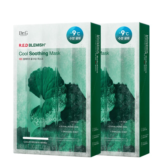 Dr.G Red Blemish Cool Soothing Mask 10 Sheets cooling cica sheet mask for redness relief and sensitive skin hydration