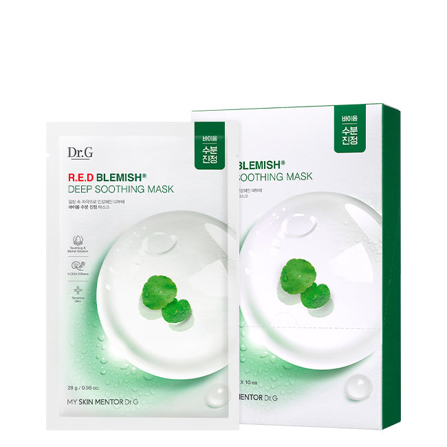 Dr.G Red Blemish Deep Soothing Mask 10 Sheets cica sheet mask for sensitive skin hydration and redness relief