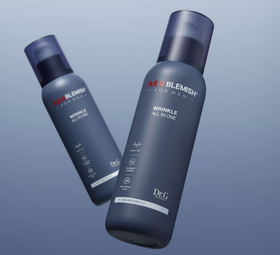 Dr.G Red Blemish For Men Firming All In One 150ml lightweight anti aging fluid designed to improve elasticity reduce wrinkles and hydrate men’s skin for smoother firmer appearance