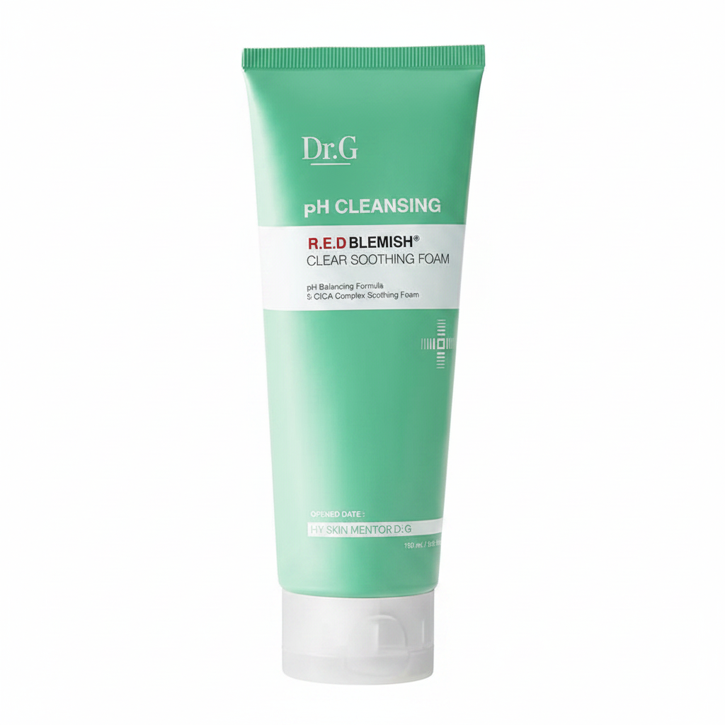 Dr.G Red Blemish pH Cleansing Foam 150ml low pH cleanser designed to soothe sensitive acne prone skin reduce redness and cleanse without dryness