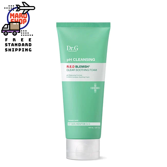Dr.G Red Blemish Soothing Foam 150ml low ph cleanser designed to gently cleanse sensitive acne prone skin while calming redness and maintaining skin balance