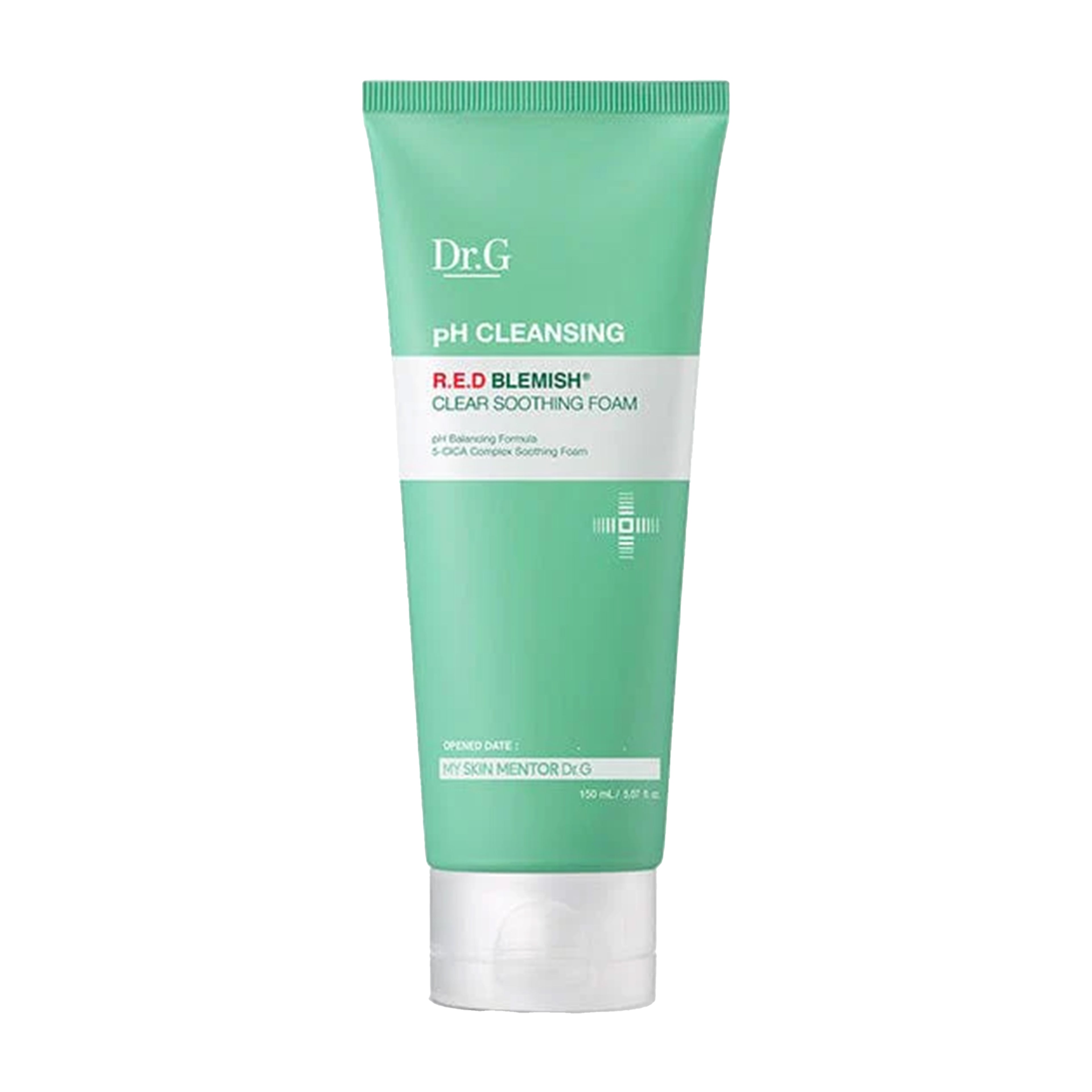 Dr.G Red Blemish Soothing Foam 150ml low ph cleanser designed to gently cleanse sensitive acne prone skin while calming redness and maintaining skin balance