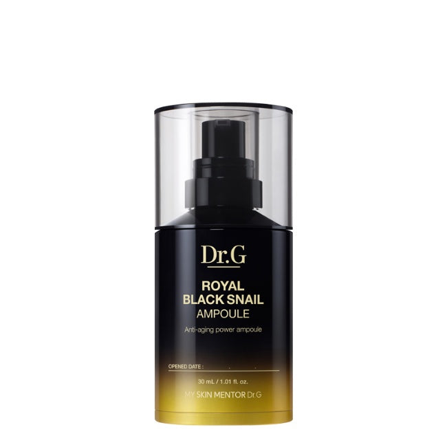 Dr.G Royal Black Snail Ampoule 30ml nourishing serum with snail mucin designed to hydrate repair skin improve elasticity and enhance natural glow for smoother healthier skin