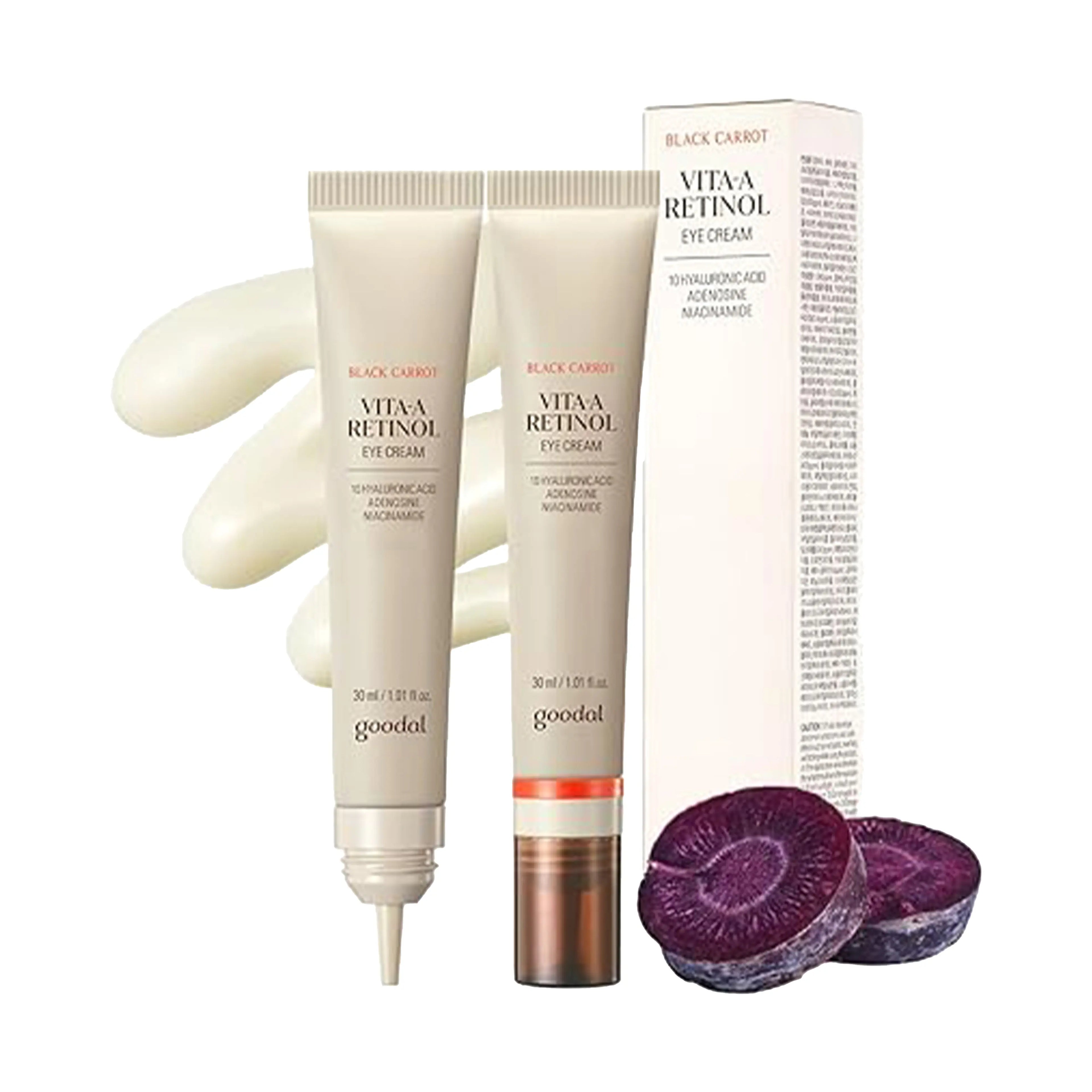 goodal Black Carrot Retinol Eye Cream 30ml for fine lines, dark circles, and firming eye care