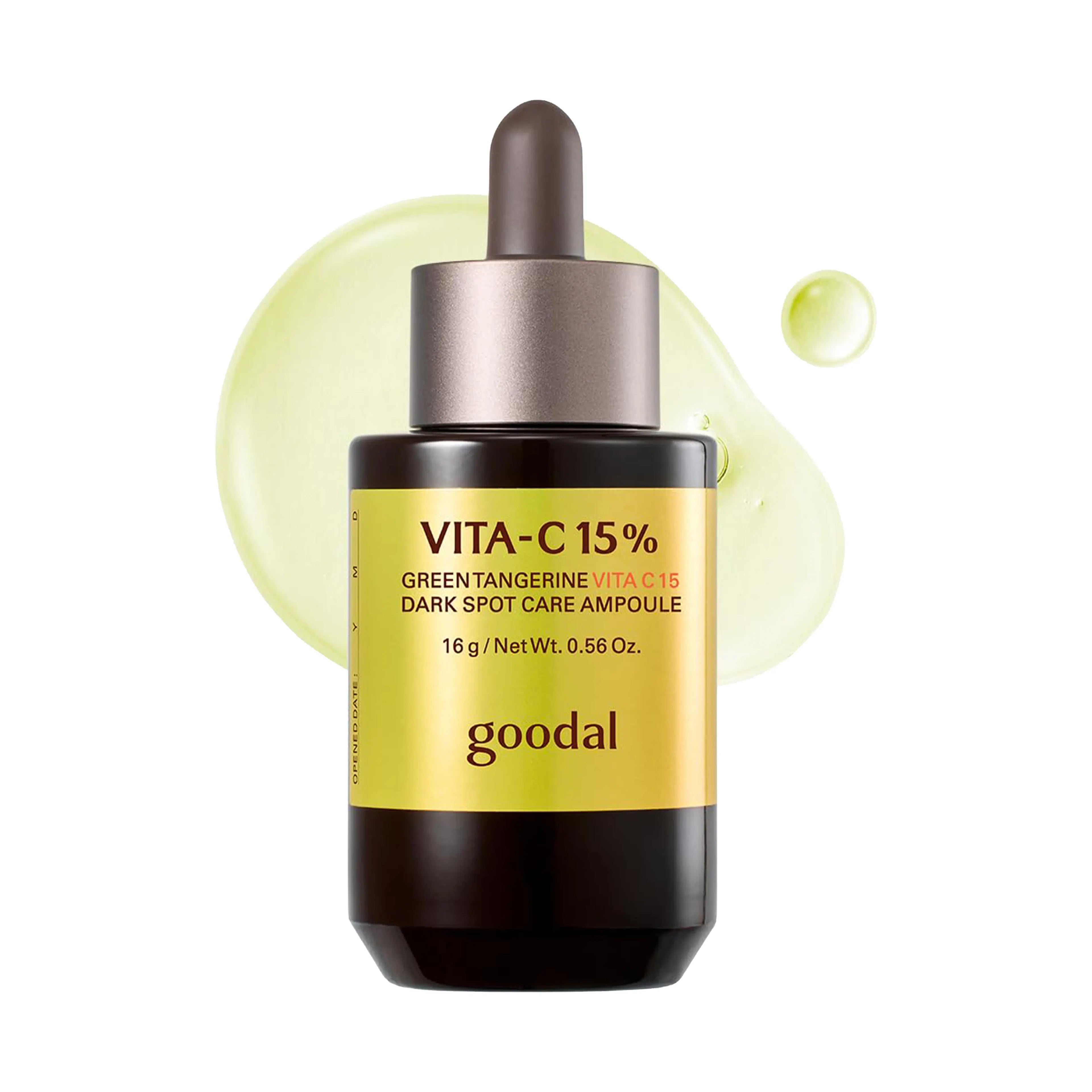 goodal Green Tangerine Vita C 15 Dark Spot Care Ampoule 16g for dark spots, freckles, uneven tone, and brightening glow