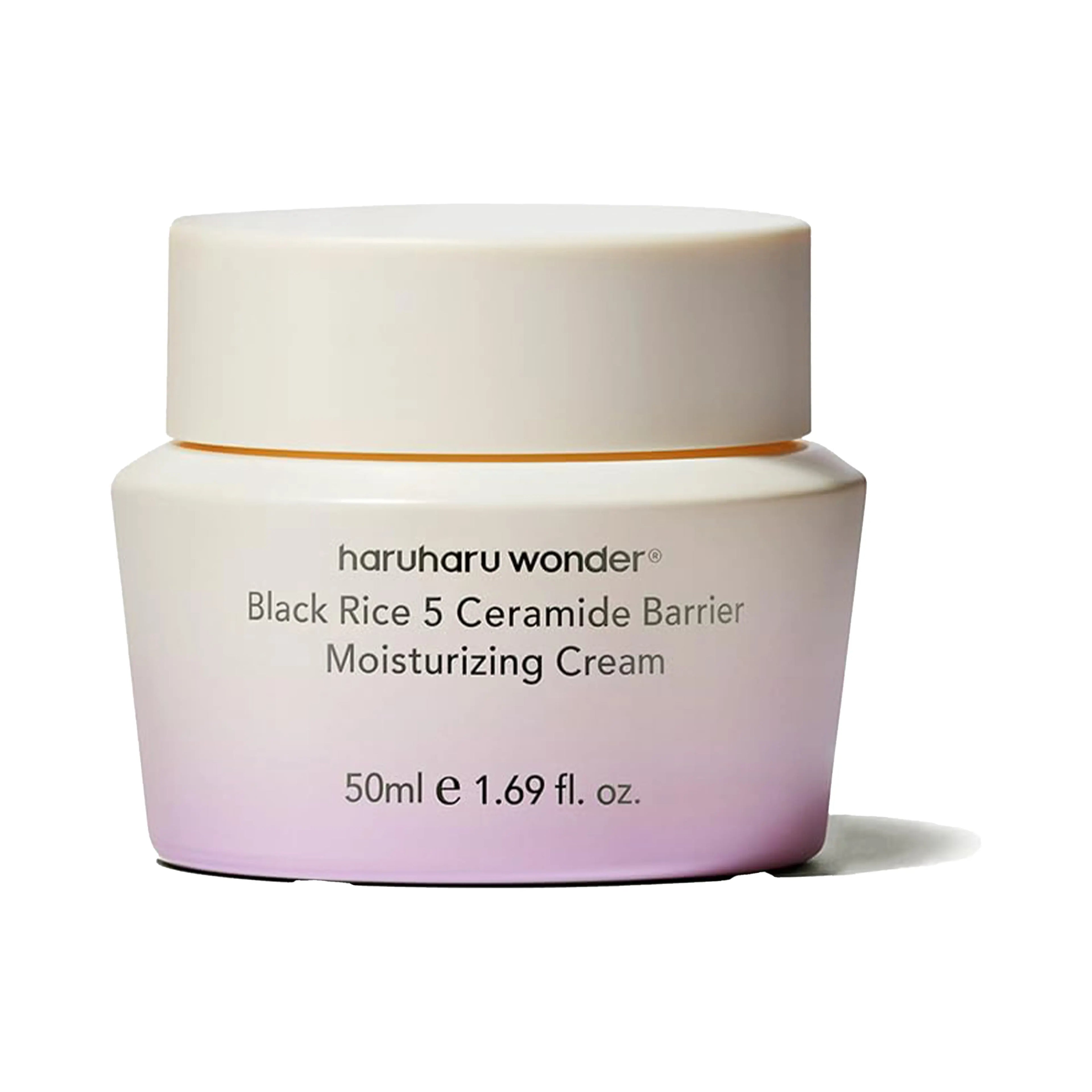 Haruharu Wonder Black Rice 5 Ceramide Barrier Moisturizing Cream 50ml. K-beauty unscented barrier cream with 5 types of Ceramides and fermented black rice