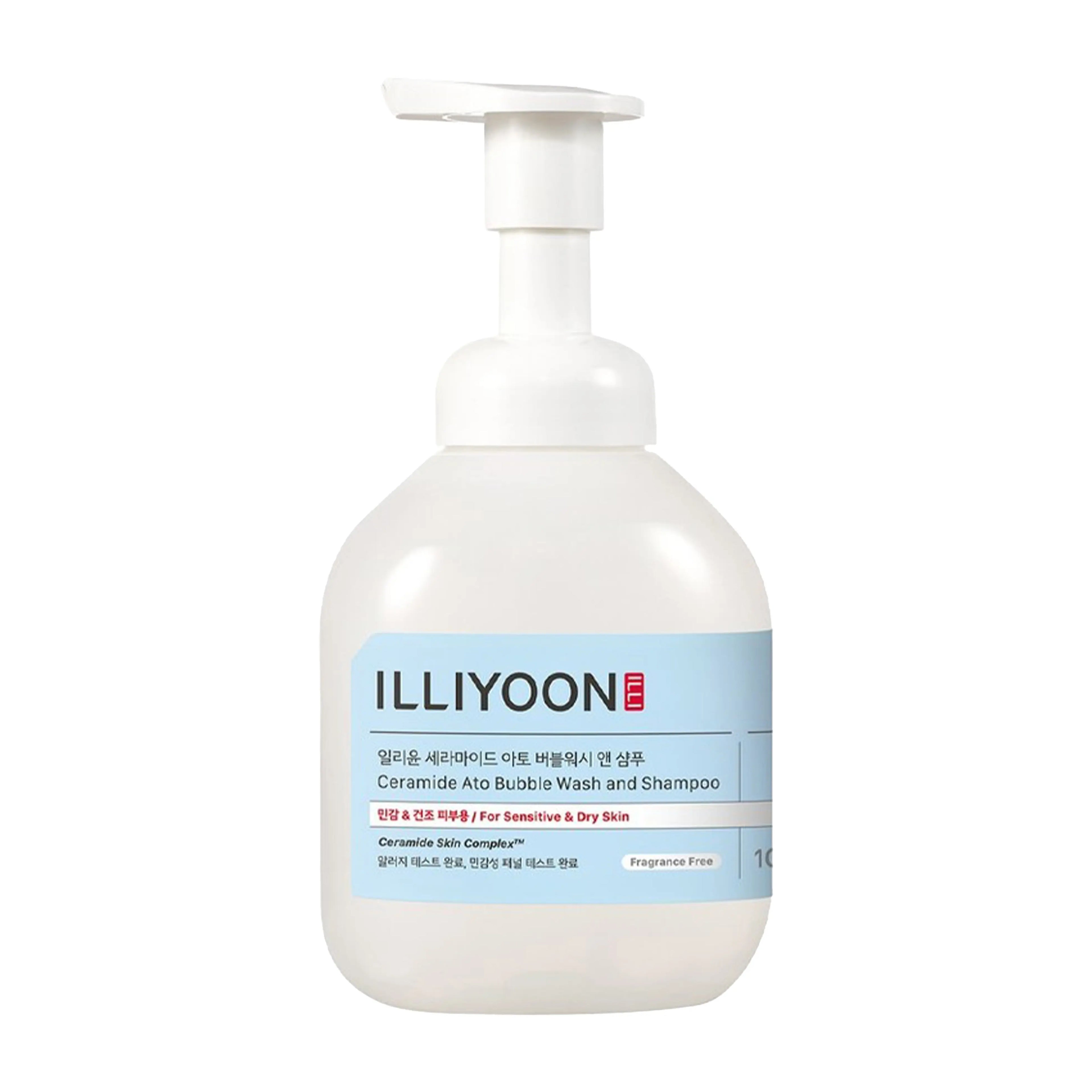 ILLIYOON Ceramide Ato Bubble Wash & Shampoo 400ml. K-beauty tear-free all-in-one baby cleanser with Ceramide Skin Complex™ and self-foaming pump