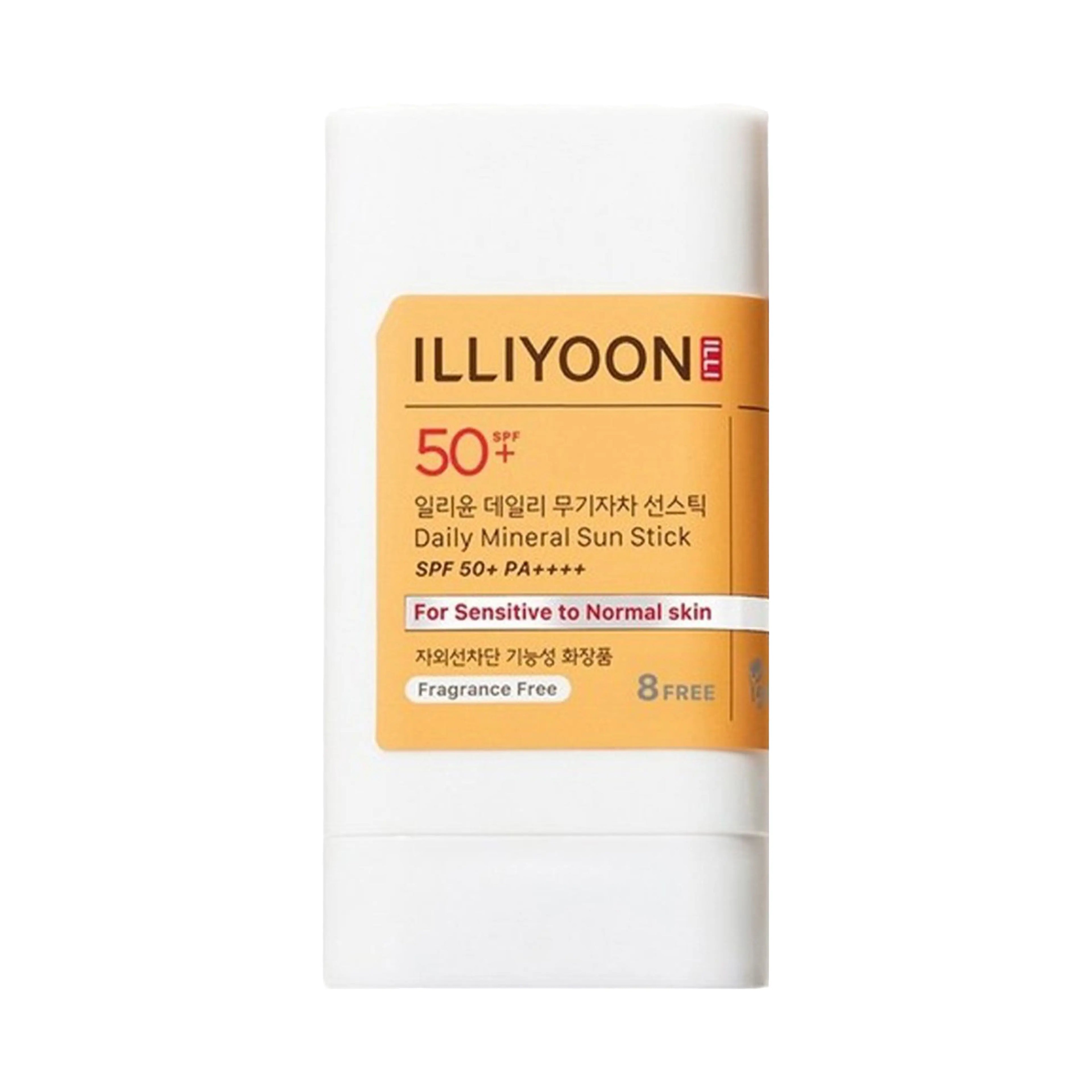 ILLIYOON Daily Vegan Mineral Sun Stick SPF50+ 20g. K-beauty non-nano mineral sunblock stick for sensitive skin with Ceramide Skin Complex and silky matte finish