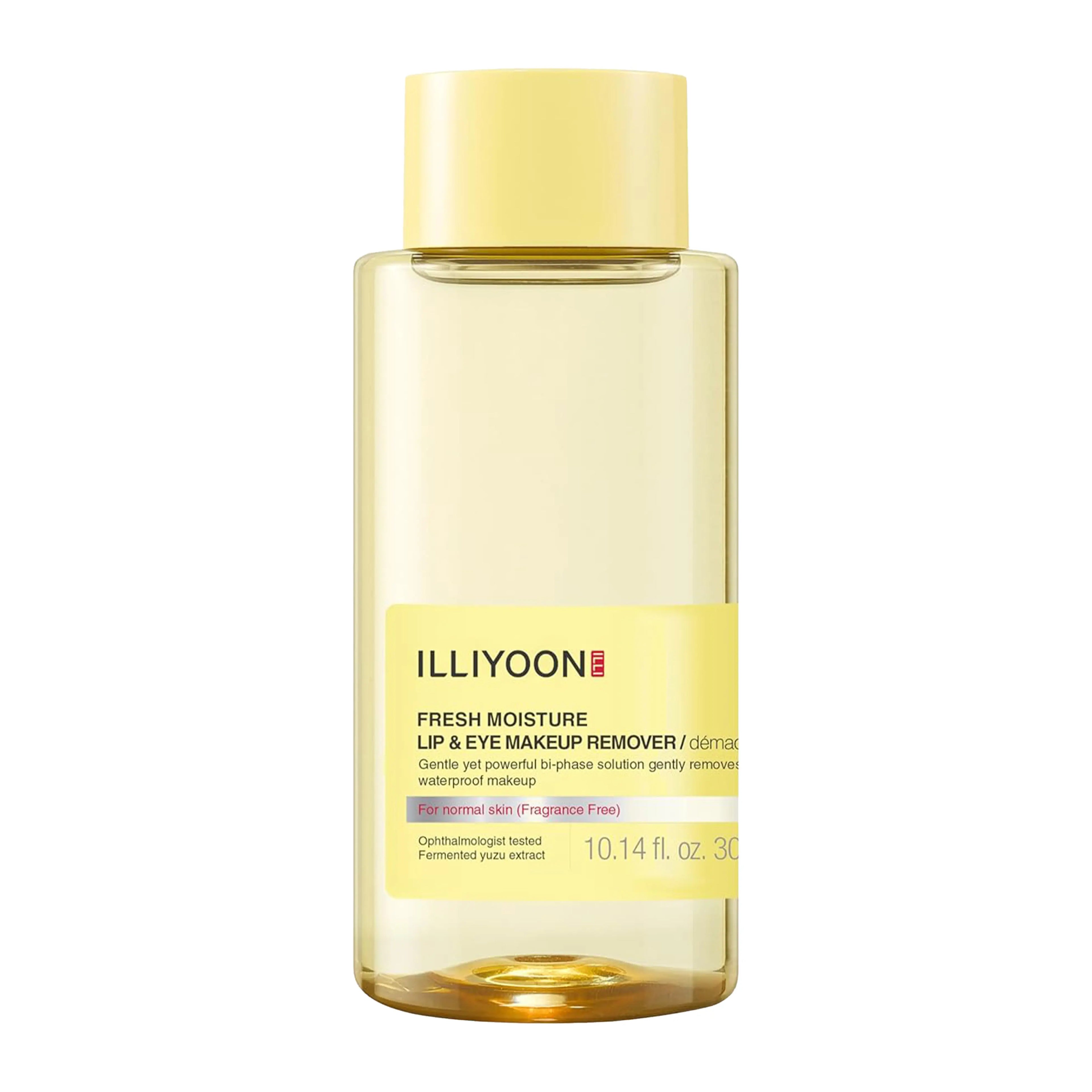 ILLIYOON Fresh Moisture Lip & Eye Remover 300ml. K-beauty dual-phase point makeup remover with Coconut Oil for sensitive eyes.