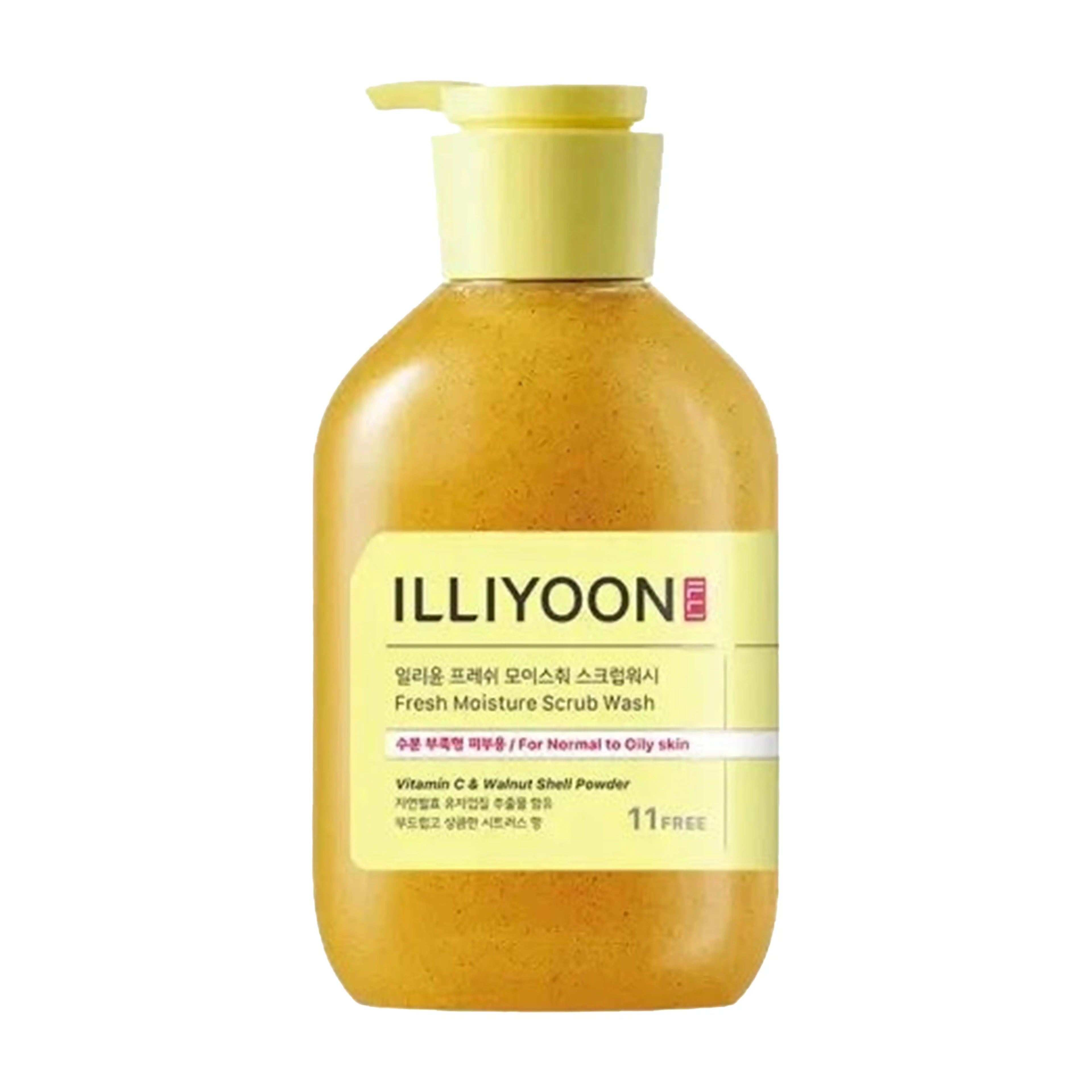 ILLIYOON Fresh Moisture Scrub Wash 625ml. K-beauty refreshing body scrub wash with Vitamin capsules and Yuja extract