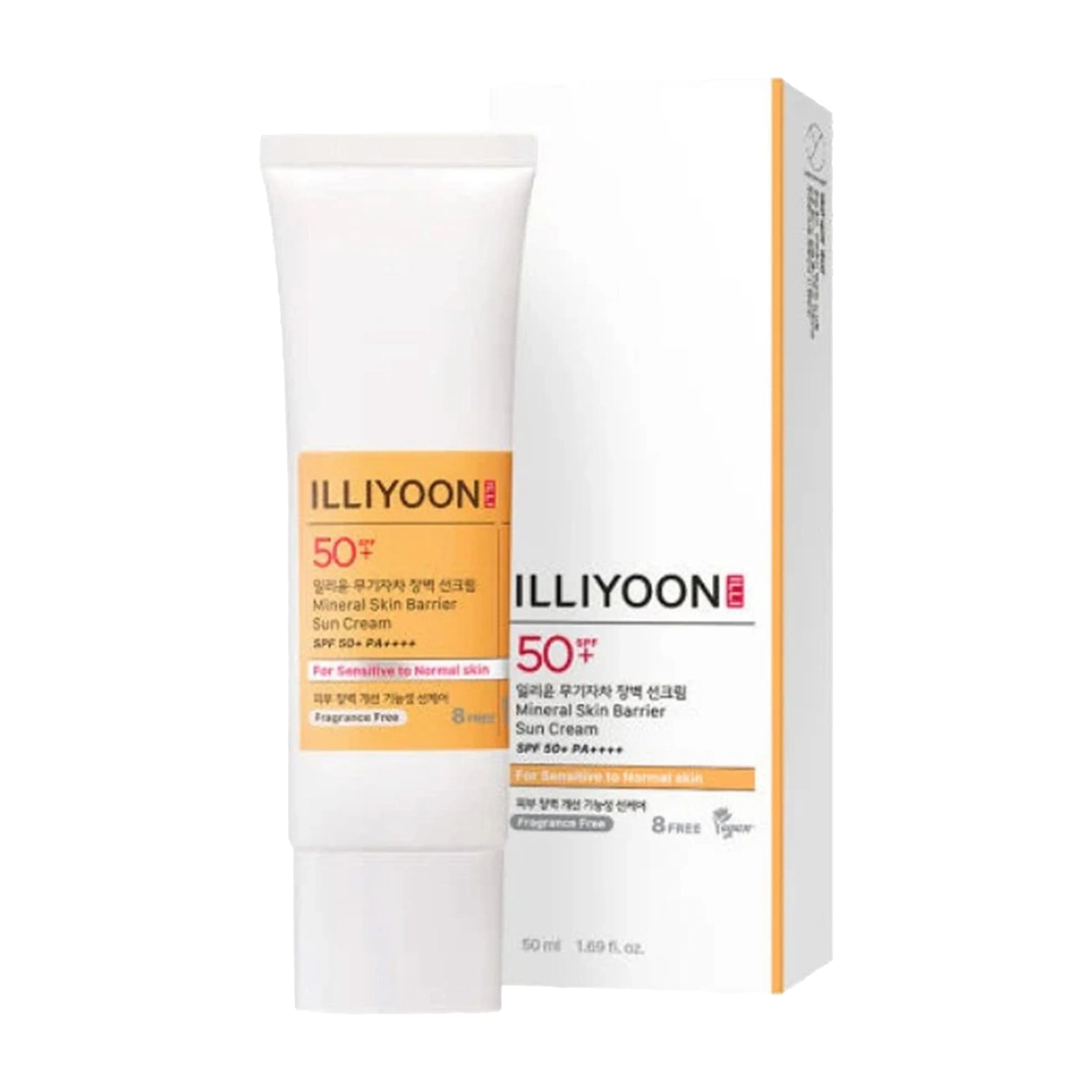 ILLIYOON Mineral Barrier Sunscreen SPF50+ 50ml. K-beauty non-nano mineral sunblock for sensitive skin with Ceramide Skin Complex