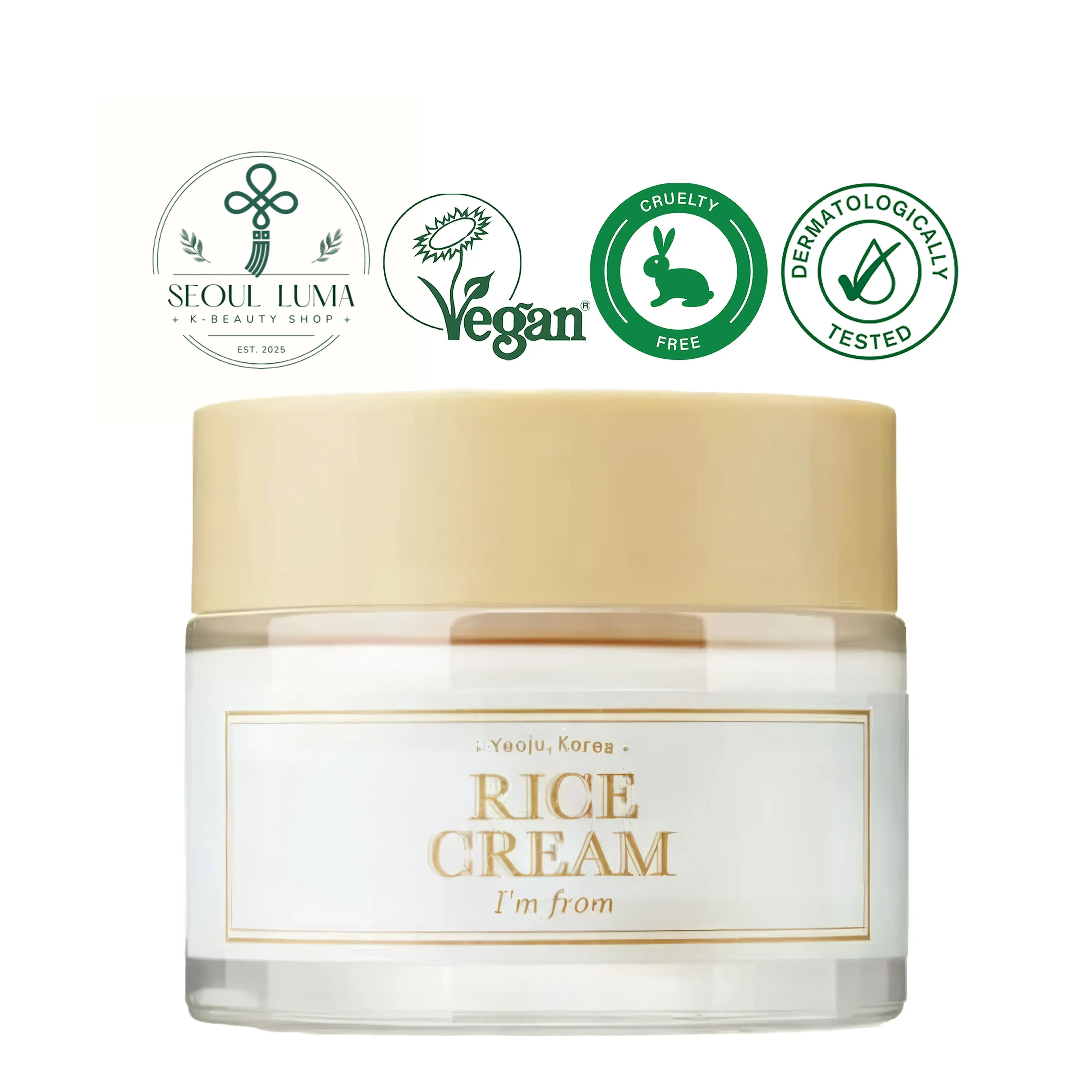 I'm From Rice Cream - nourishing moisturizer with 41% rice bran water and ceramides for brightening, barrier repair, and deep hydration