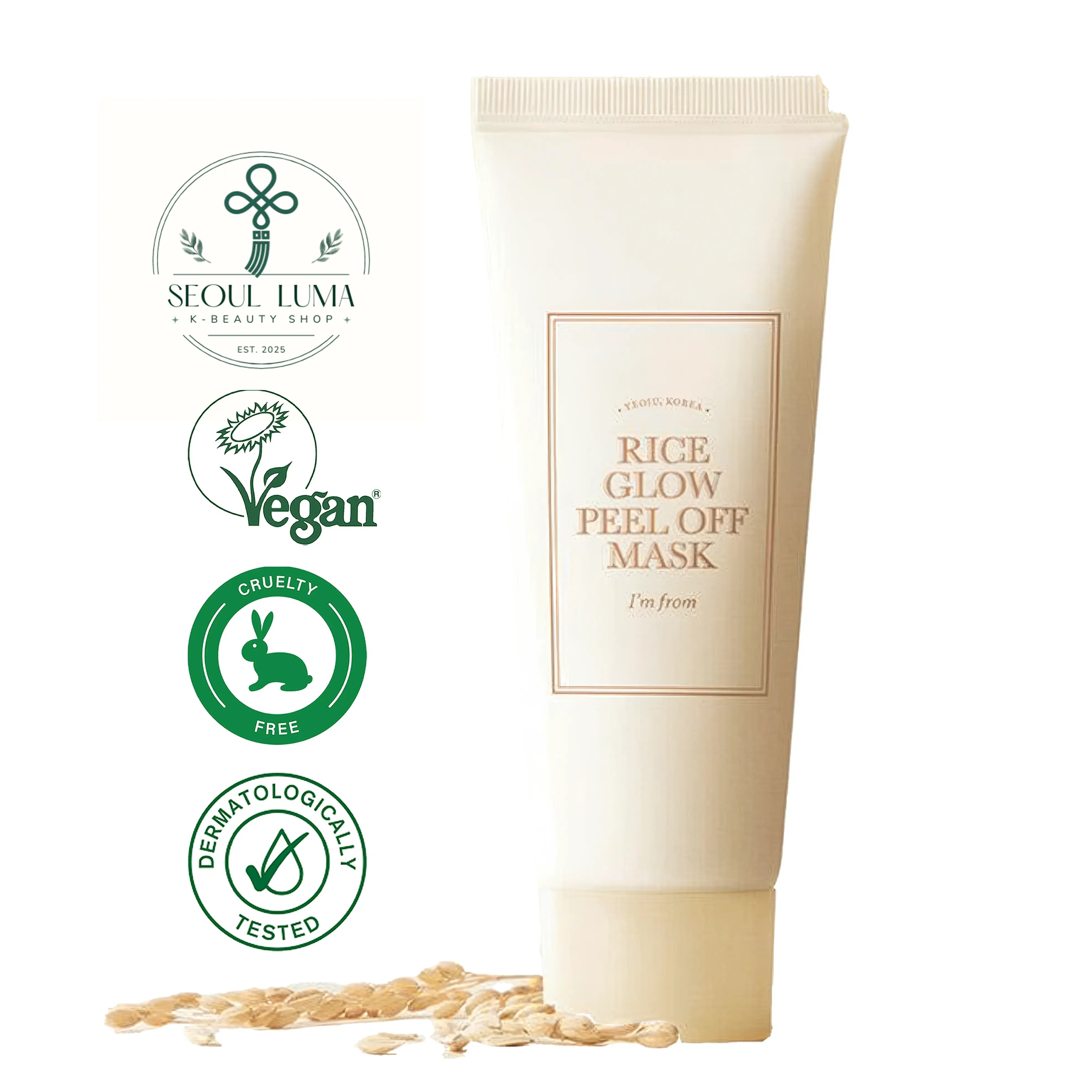 I'm From Rice Glow Peel-Off Mask - exfoliating peel-off mask with 73% rice extract and ceramides for smooth, bright, glowing skin