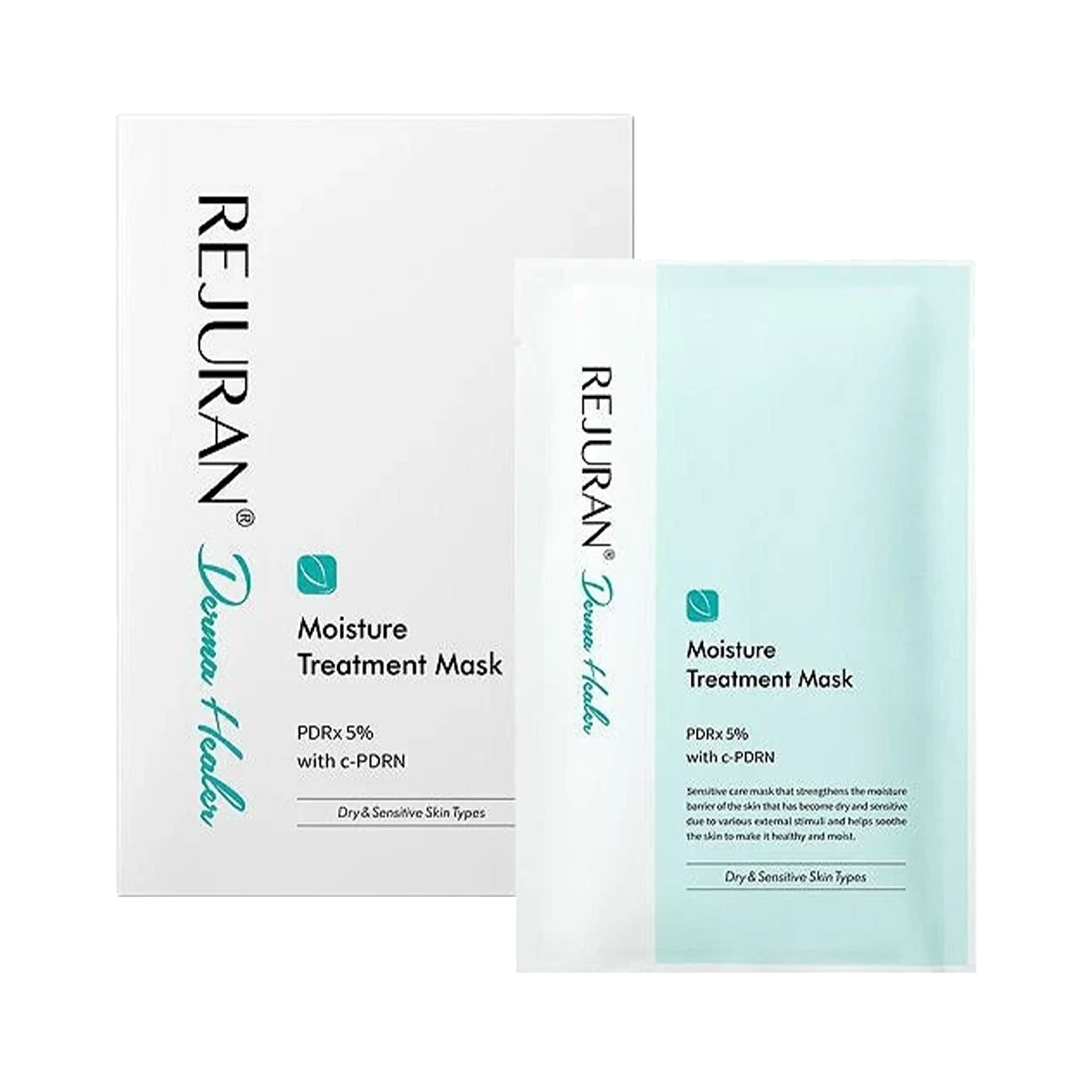Rejuran Derma Healer Moisture Treatment Mask (5 Sheets). Premium Korean skincare with c-PDRN for sensitive skin soothing and hydration.