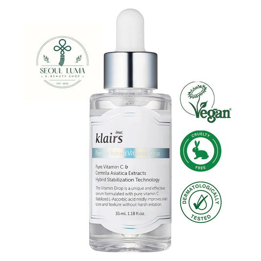 Klairs Freshly Juiced Vitamin Drop with 5% pure ascorbic acid, Centella Asiatica, and botanicals for daily brightening and sensitive skin care
