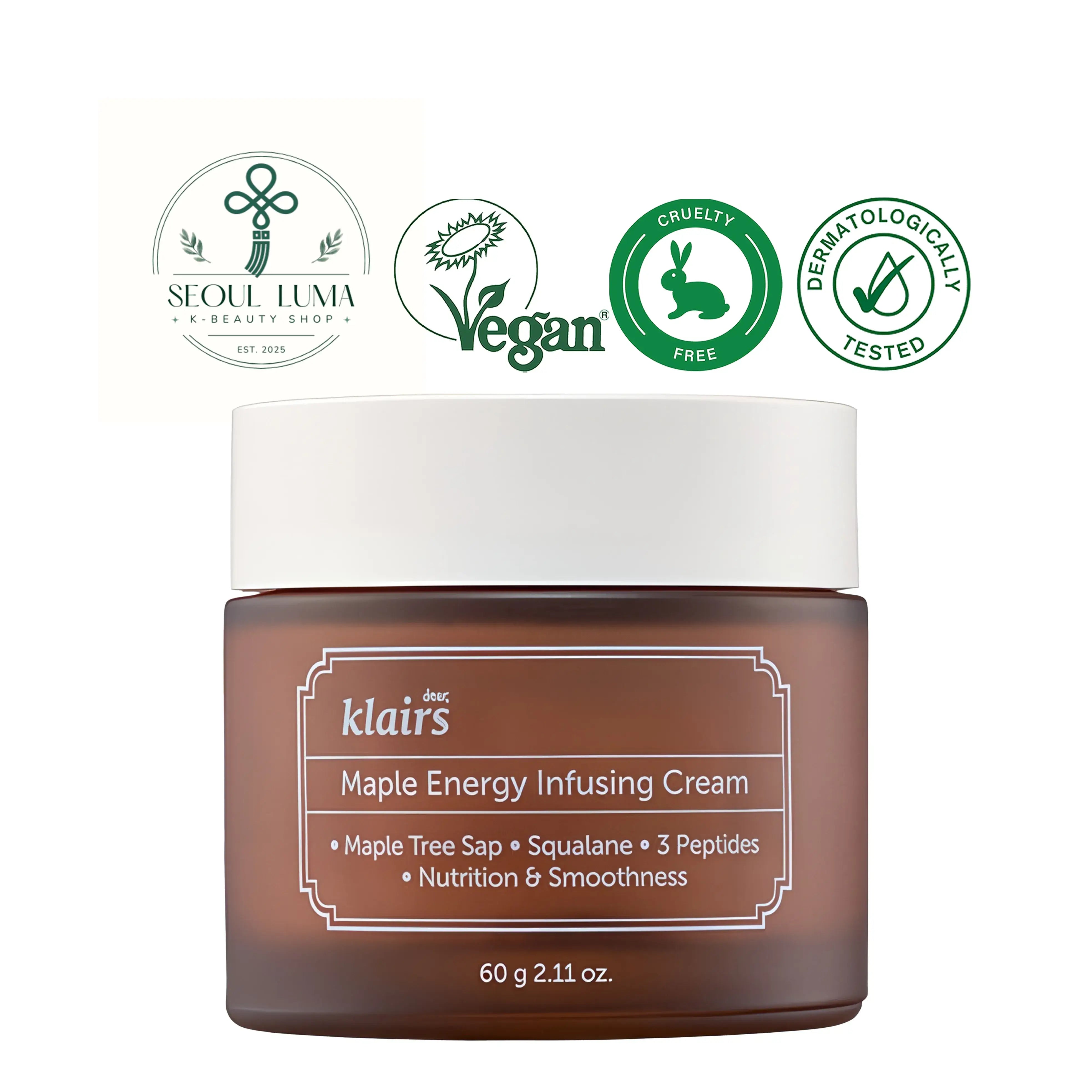 Klairs Maple Energy Infusing Cream with Sugar Maple Sap and 3 Peptide Complex for anti-aging and deep hydration