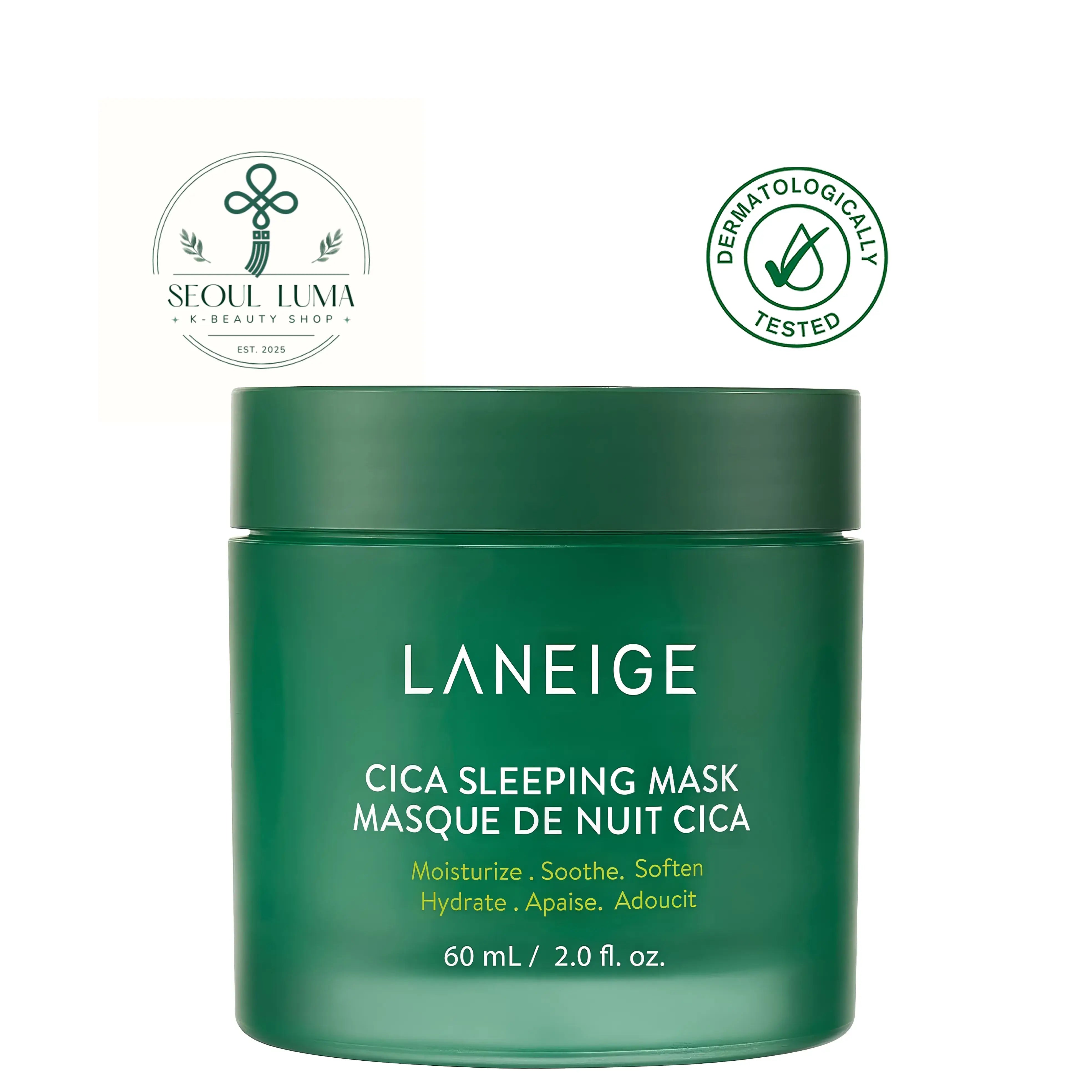 LANEIGE CICA Sleeping Mask - overnight healing mask with centella and forest yeast for irritated, sensitive, and damaged skin