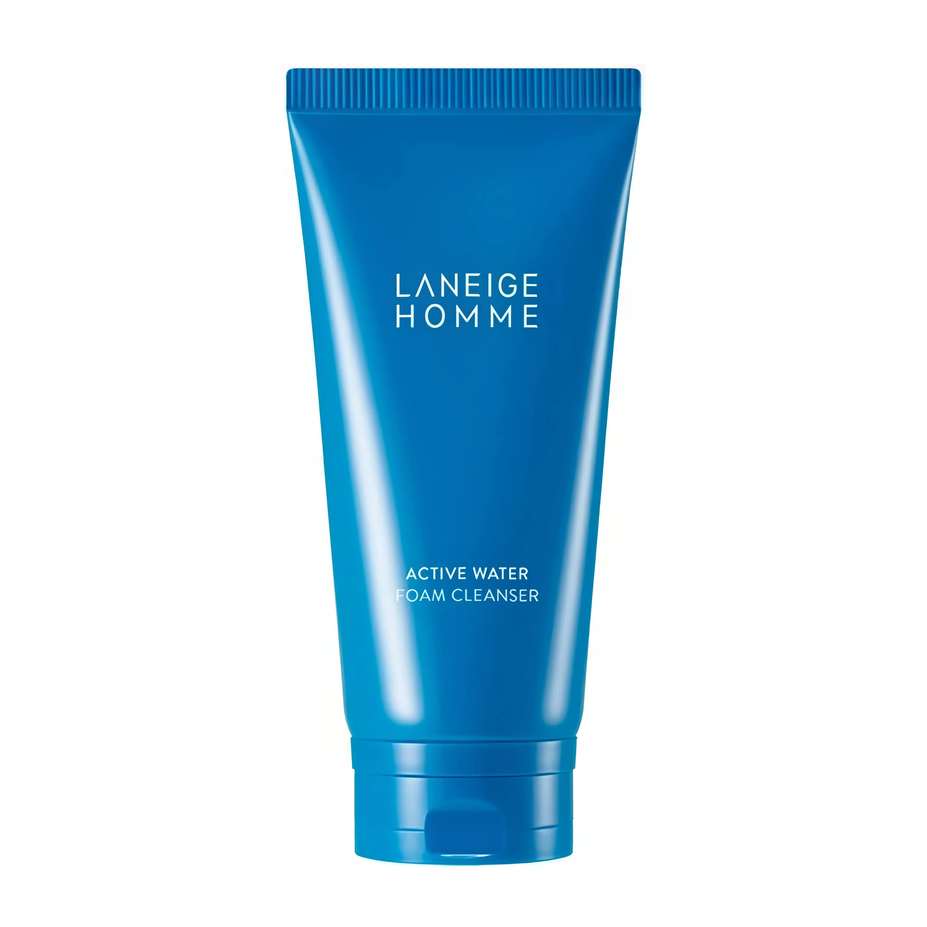 LANEIGE Homme Active Water Foam Cleanser 150ml, refreshing men's foam cleanser with deep sea water and zinc to remove excess sebum, cleanse pores, and balance moisture without dryness.
