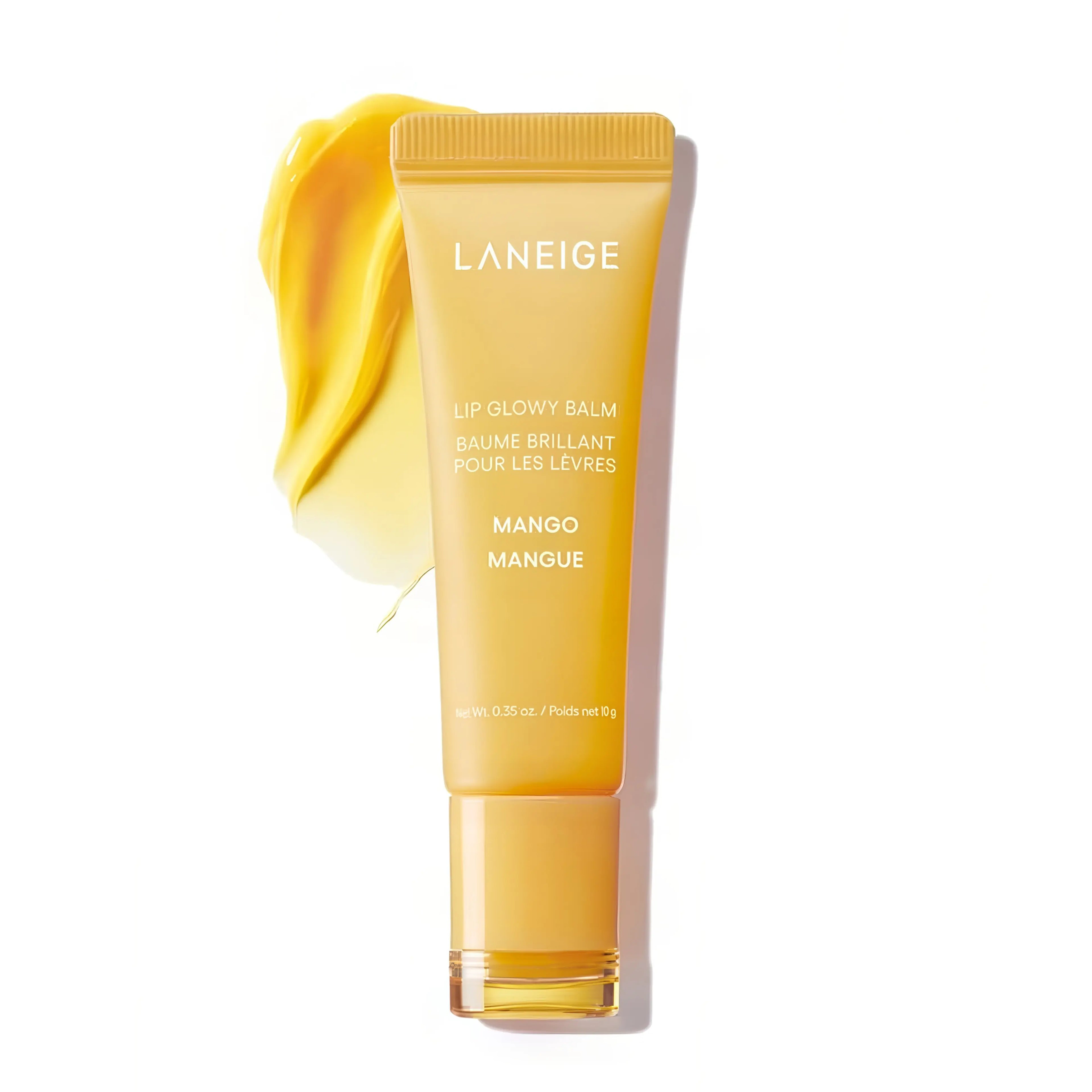 LANEIGE Lip Glowy Balm 10g, hydrating tinted lip balm with hyaluronic acid and peptides to provide long-lasting moisture, smooth texture, and natural glossy shine for soft, plump-looking lips.
