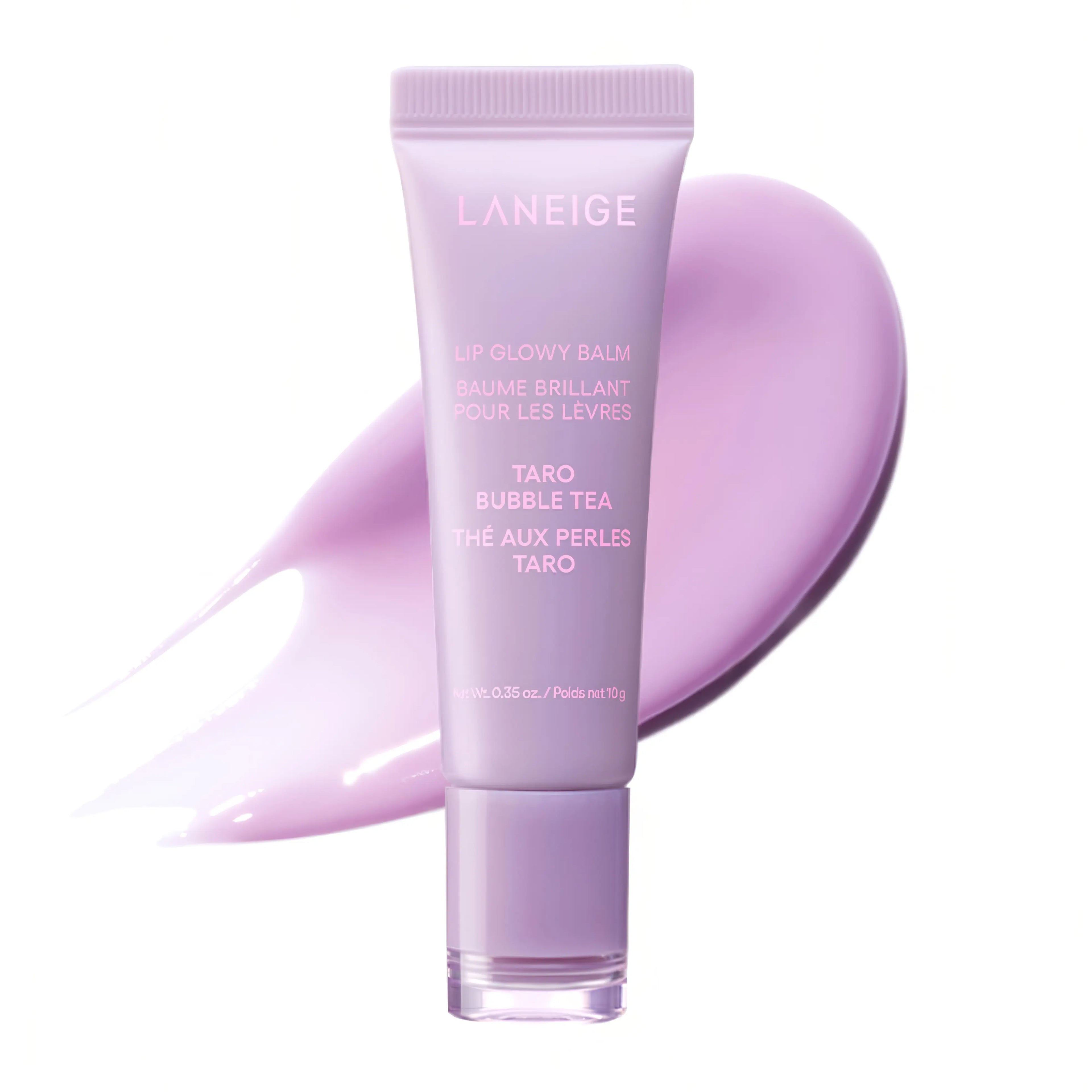 LANEIGE Lip Glowy Balm 10g, hydrating tinted lip balm with hyaluronic acid and peptides to provide long-lasting moisture, smooth texture, and natural glossy shine for soft, plump-looking lips.
