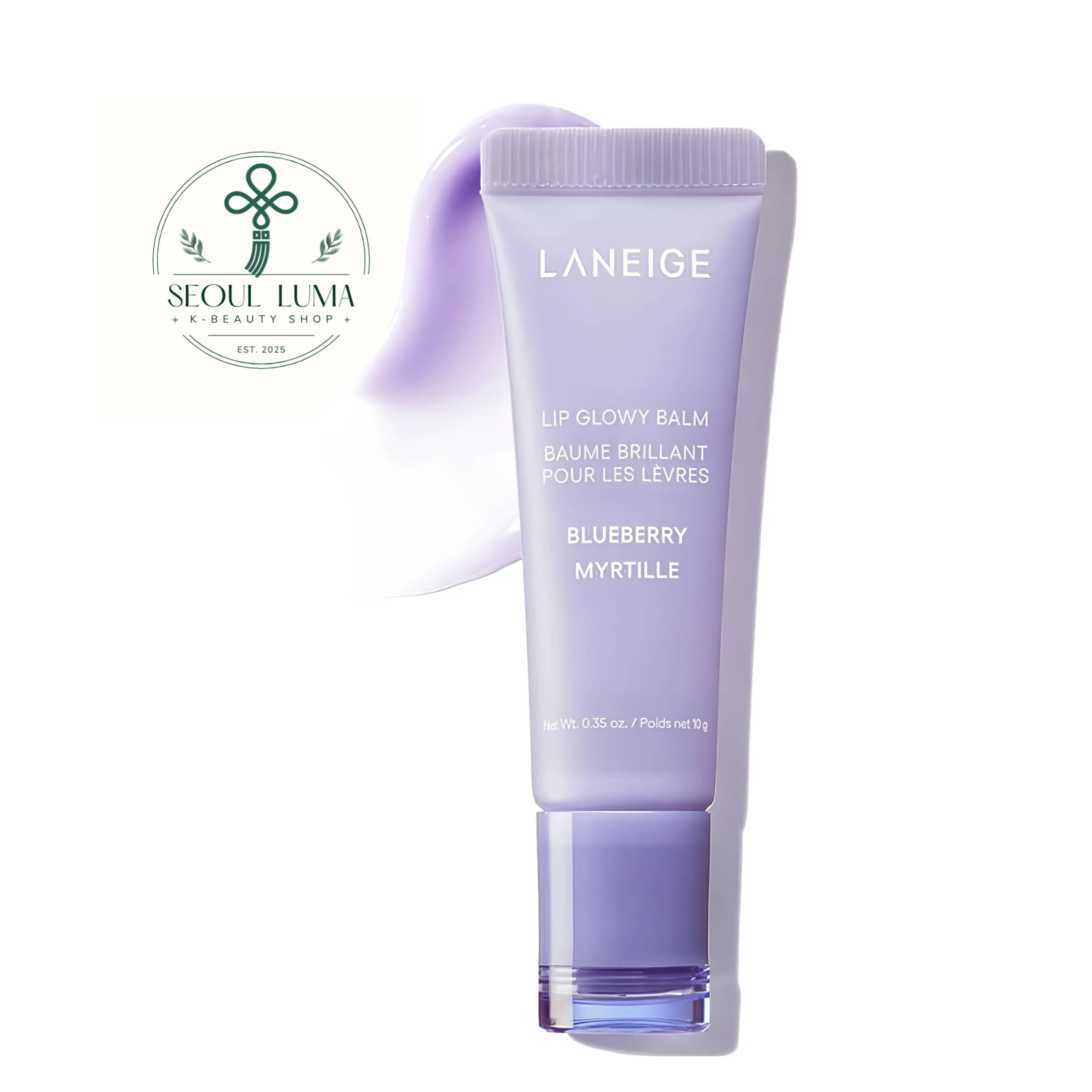 LANEIGE Lip Glowy Balm - hydrating lip balm with shea butter and murumuru seed butter available in Berry, Blueberry, Gummy Bear, Mango, Matcha Bubble Tea, Sweet Candy, Taro Bubble Tea, and Vanilla flavors for glossy, moisturized lips
