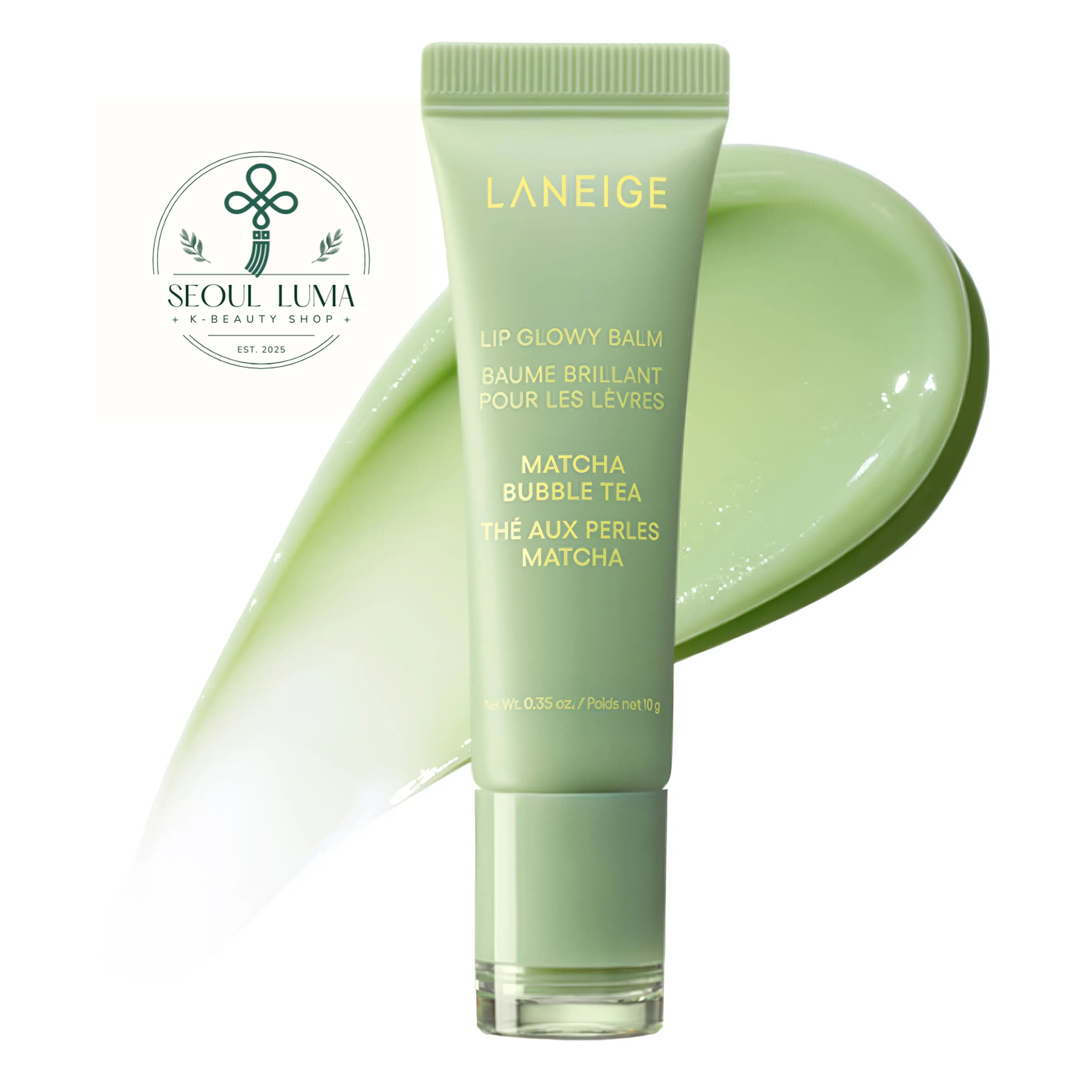LANEIGE Lip Glowy Balm - hydrating lip balm with shea butter and murumuru seed butter available in Berry, Blueberry, Gummy Bear, Mango, Matcha Bubble Tea, Sweet Candy, Taro Bubble Tea, and Vanilla flavors for glossy, moisturized lips