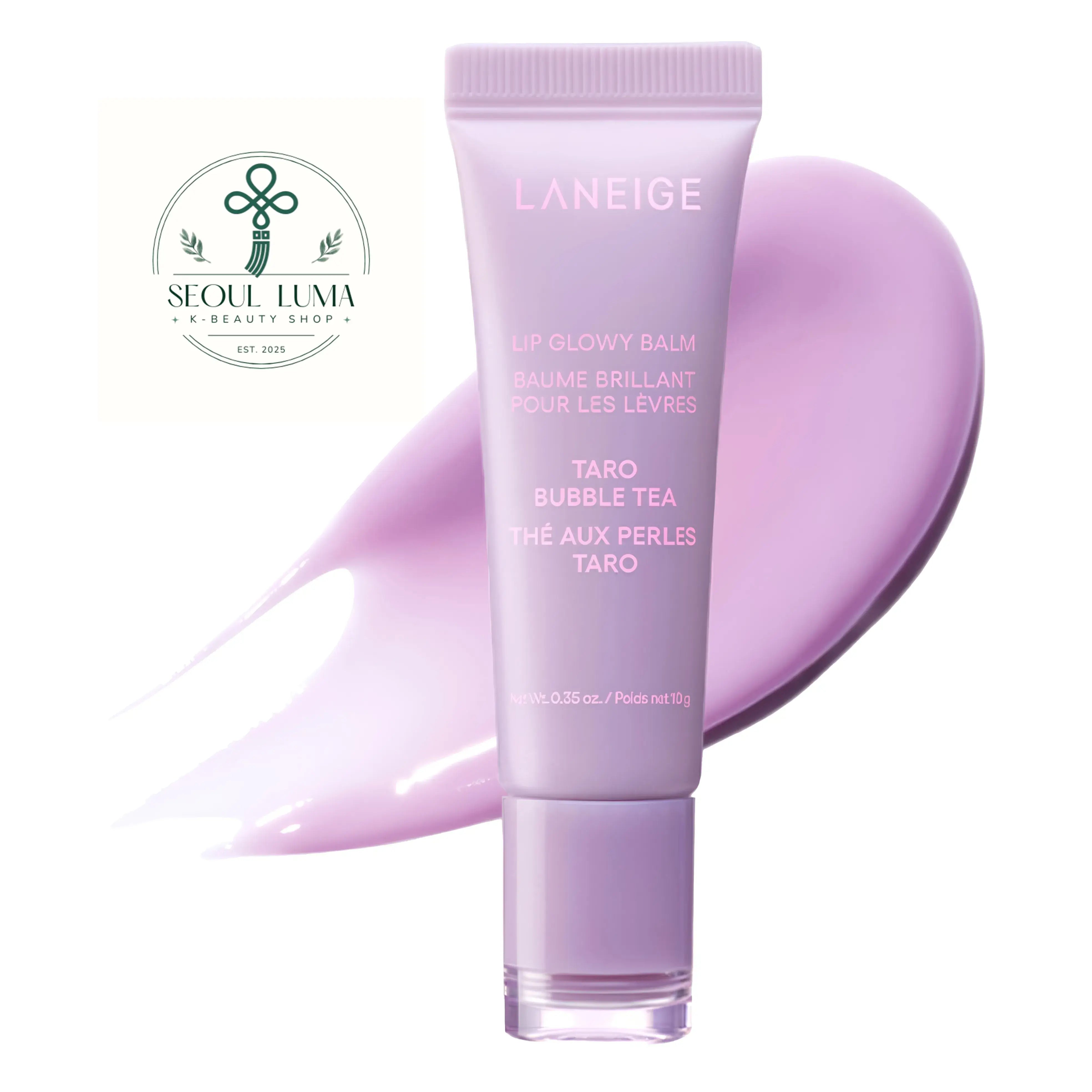LANEIGE Lip Glowy Balm - hydrating lip balm with shea butter and murumuru seed butter available in Berry, Blueberry, Gummy Bear, Mango, Matcha Bubble Tea, Sweet Candy, Taro Bubble Tea, and Vanilla flavors for glossy, moisturized lips
