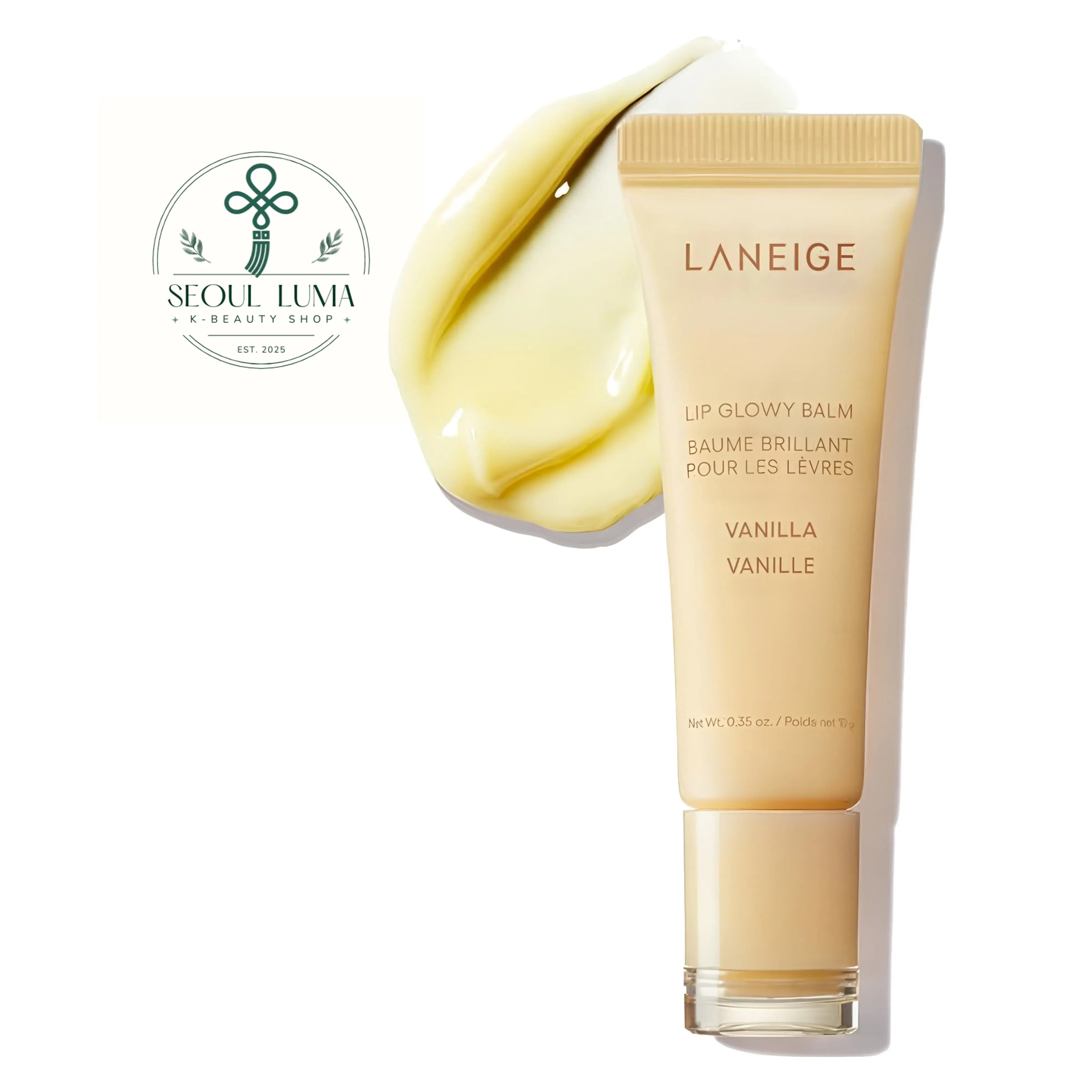 LANEIGE Lip Glowy Balm - hydrating lip balm with shea butter and murumuru seed butter available in Berry, Blueberry, Gummy Bear, Mango, Matcha Bubble Tea, Sweet Candy, Taro Bubble Tea, and Vanilla flavors for glossy, moisturized lips