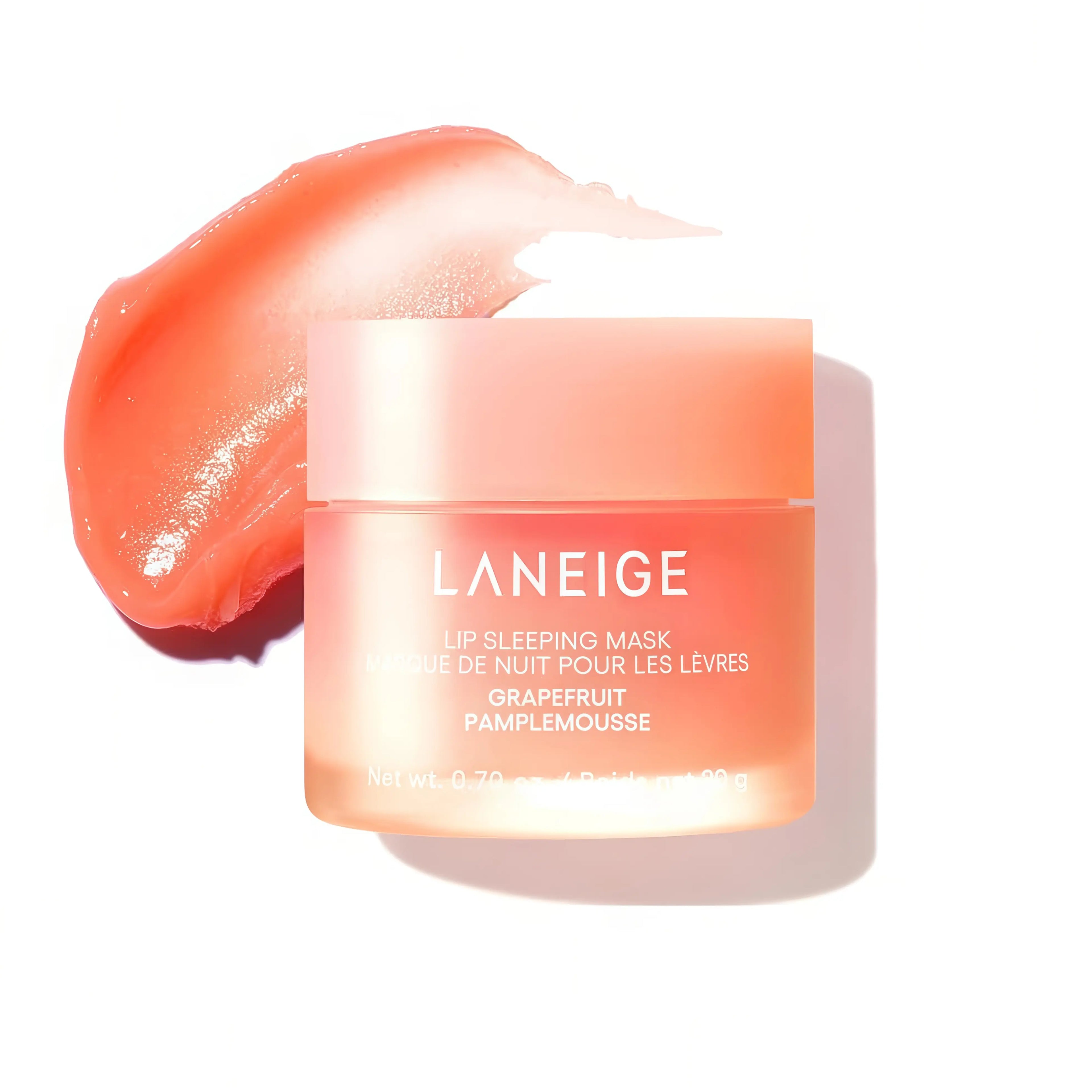 LANEIGE Lip Sleeping Mask 20ml, overnight intensive lip treatment with Murumuru Butter, shea butter, and vitamin C to deeply hydrate, repair dry chapped lips, and smooth texture for plump supple lips by morning.
