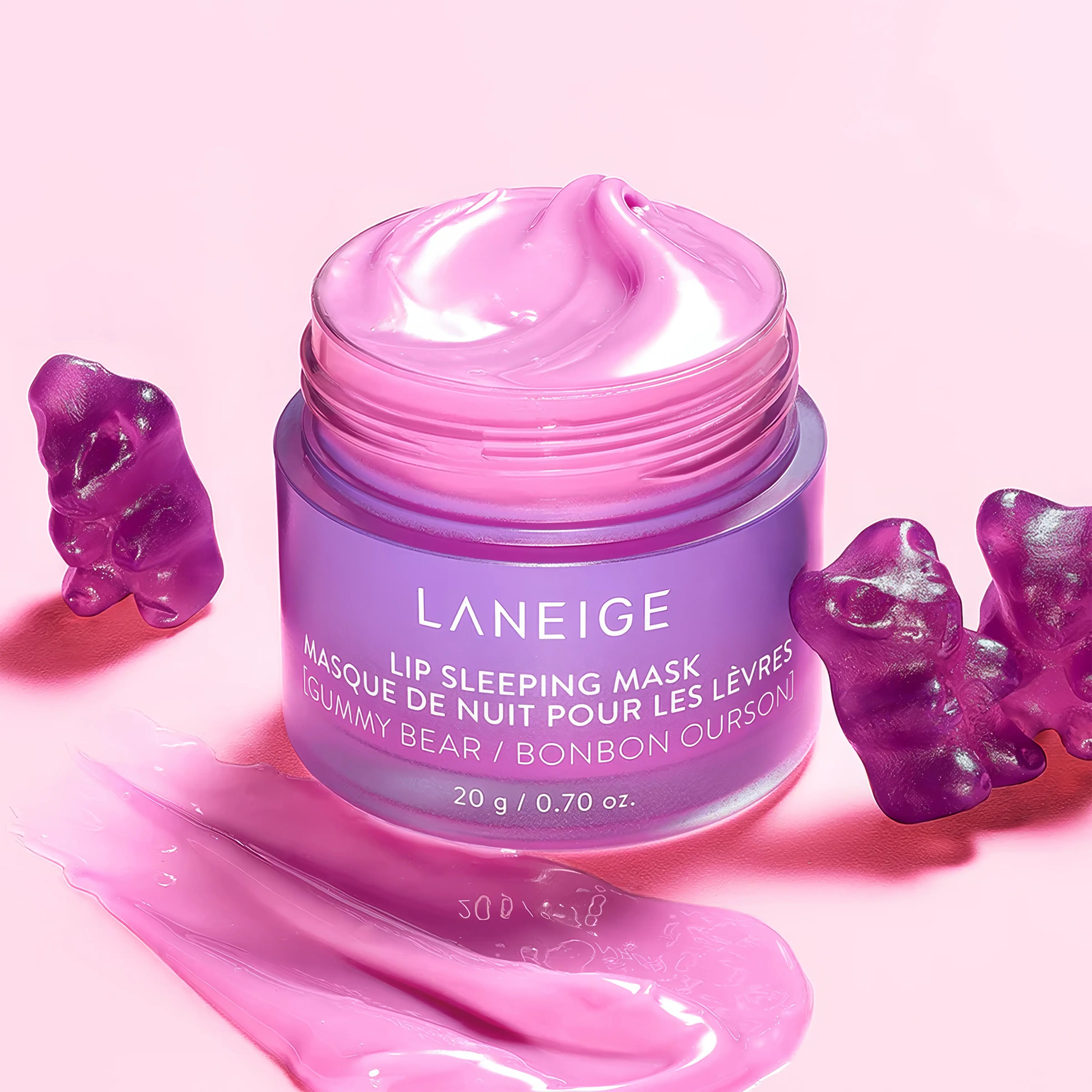 LANEIGE Lip Sleeping Mask 20ml, overnight intensive lip treatment with Murumuru Butter, shea butter, and vitamin C to deeply hydrate, repair dry chapped lips, and smooth texture for plump supple lips by morning.
