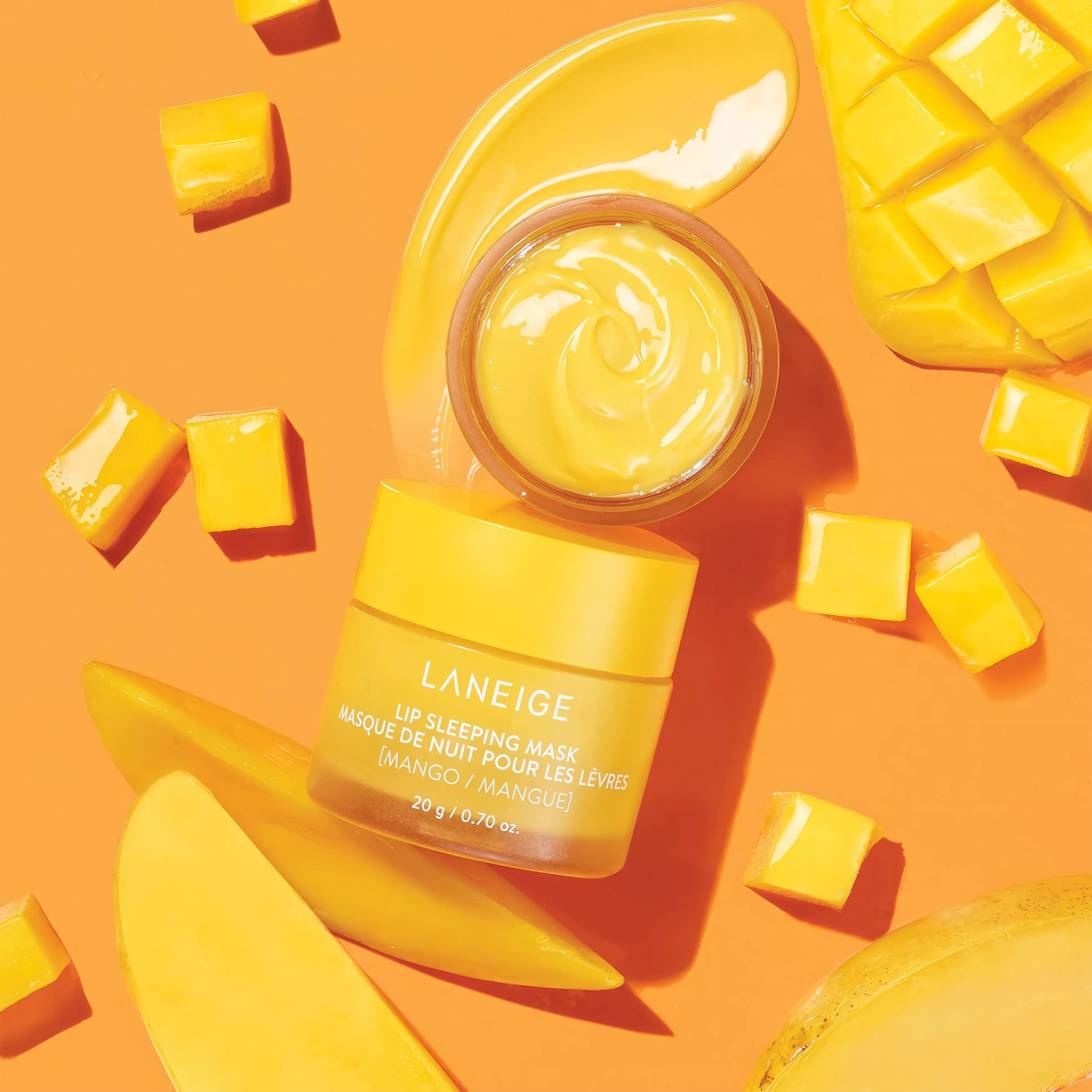 LANEIGE Lip Sleeping Mask 20ml, overnight intensive lip treatment with Murumuru Butter, shea butter, and vitamin C to deeply hydrate, repair dry chapped lips, and smooth texture for plump supple lips by morning.
