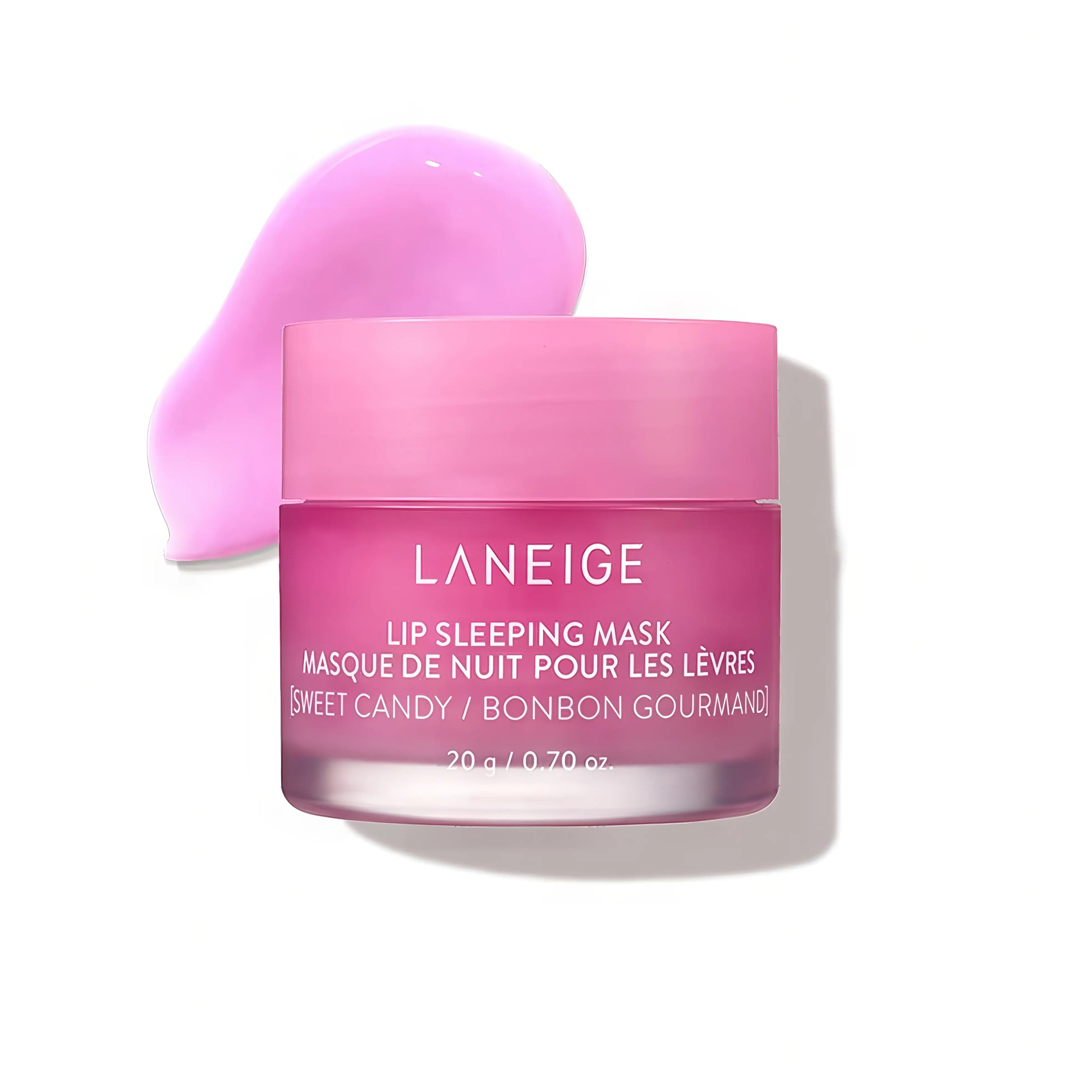 LANEIGE Lip Sleeping Mask 20ml, overnight intensive lip treatment with Murumuru Butter, shea butter, and vitamin C to deeply hydrate, repair dry chapped lips, and smooth texture for plump supple lips by morning.

