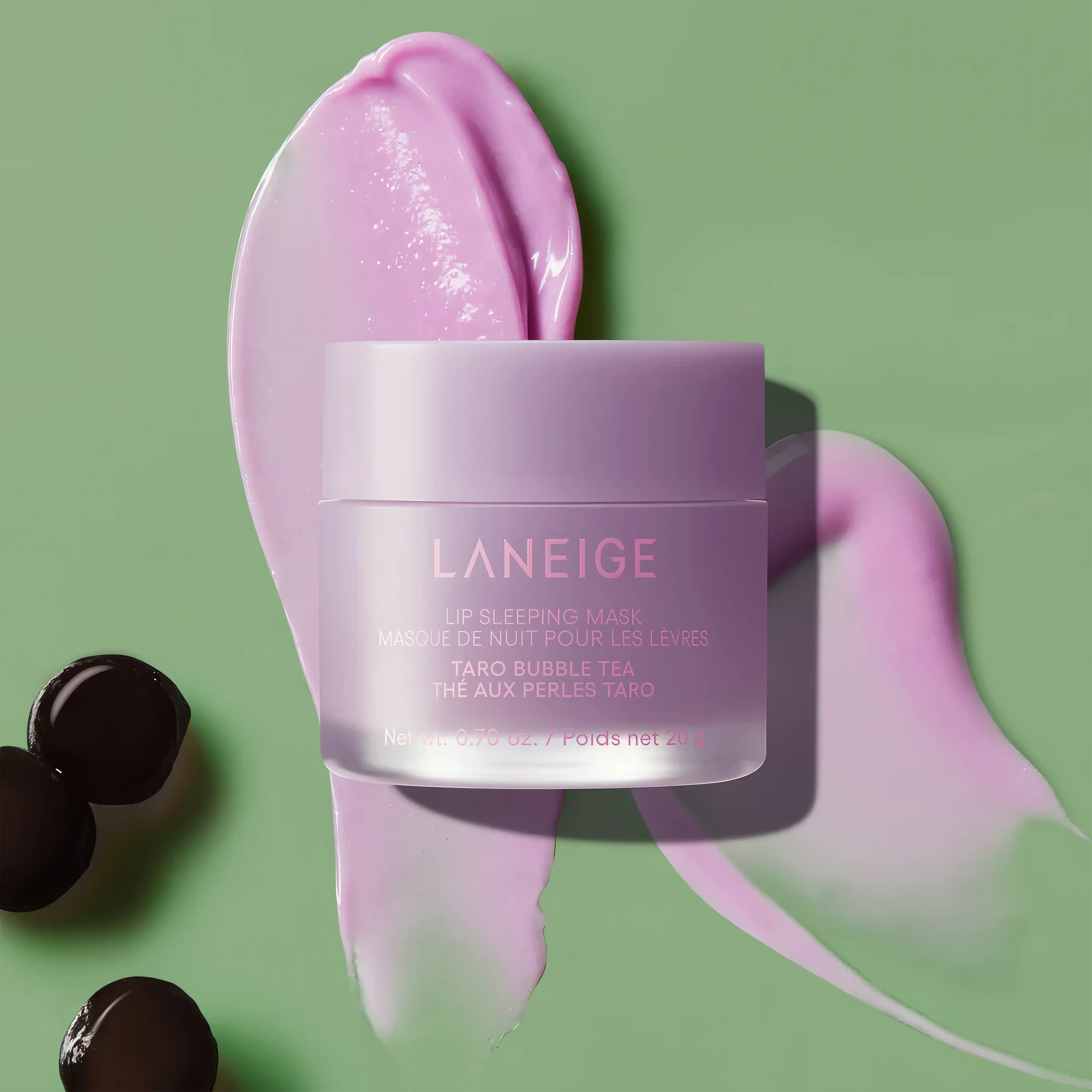 LANEIGE Lip Sleeping Mask 20ml, overnight intensive lip treatment with Murumuru Butter, shea butter, and vitamin C to deeply hydrate, repair dry chapped lips, and smooth texture for plump supple lips by morning.
