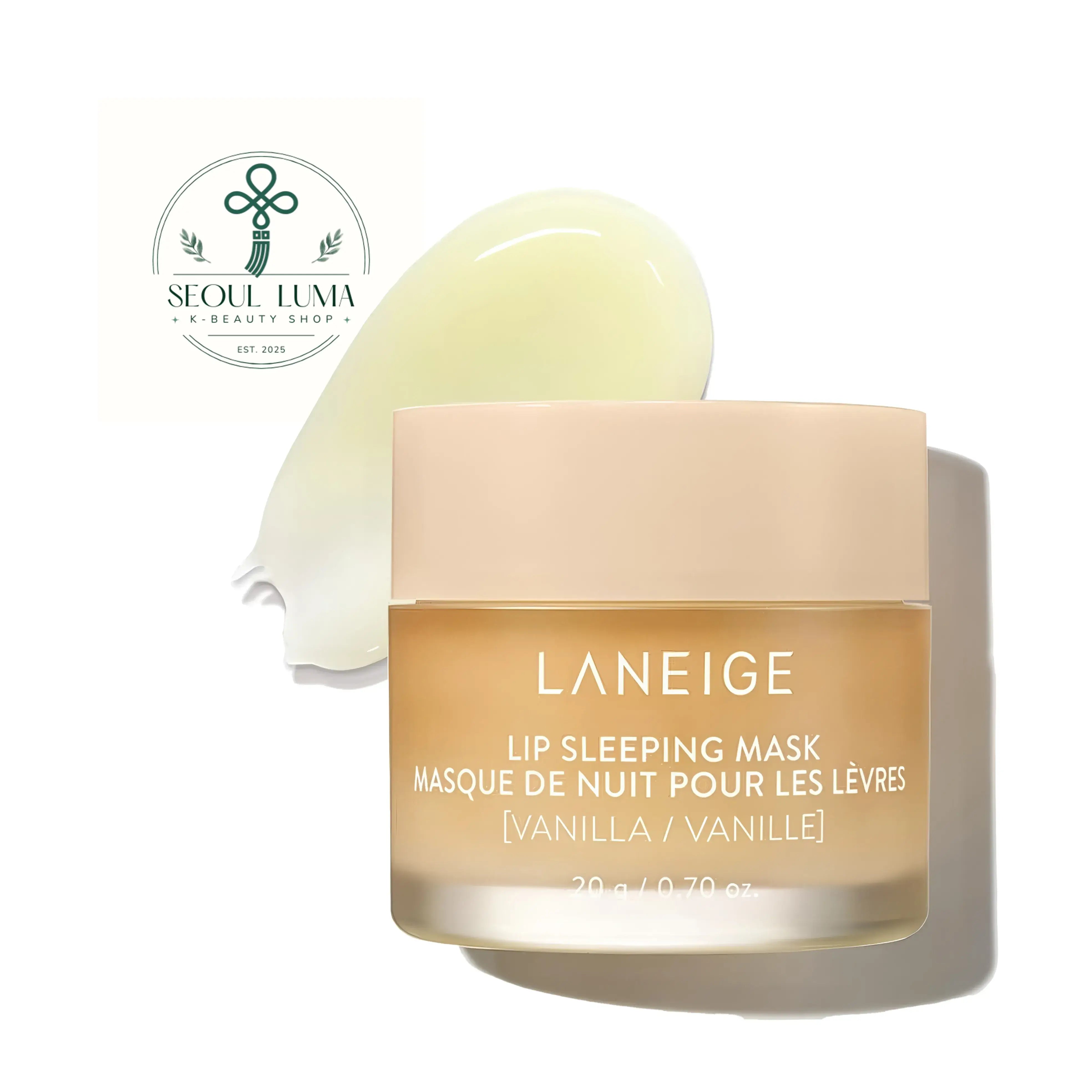 LANEIGE Lip Sleeping Mask - overnight lip treatment with Berry Fruit Complex, vitamin C, and coconut oil available in Apple Lime, Berry, Grapefruit, Gummy Bear, Mango, Matcha Bubble Tea, Mint Choco, Peach Iced Tea, Sweet Candy, Taro Bubble Tea, and Vanilla flavors for soft, smooth, hydrated lips
