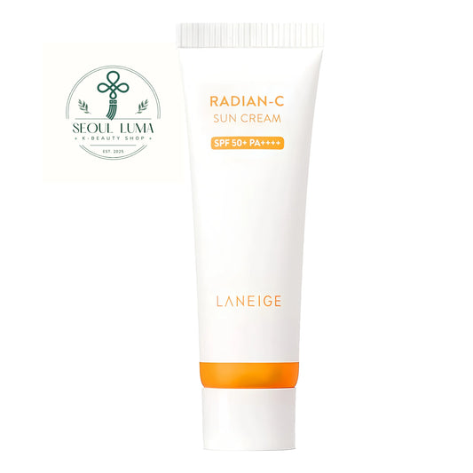 LANEIGE Radian-C Sun Cream SPF50+ PA++++ (50ml). A brightening hybrid sunscreen with Vitamin C and Melasolv that fades dark spots and protects skin without white cast