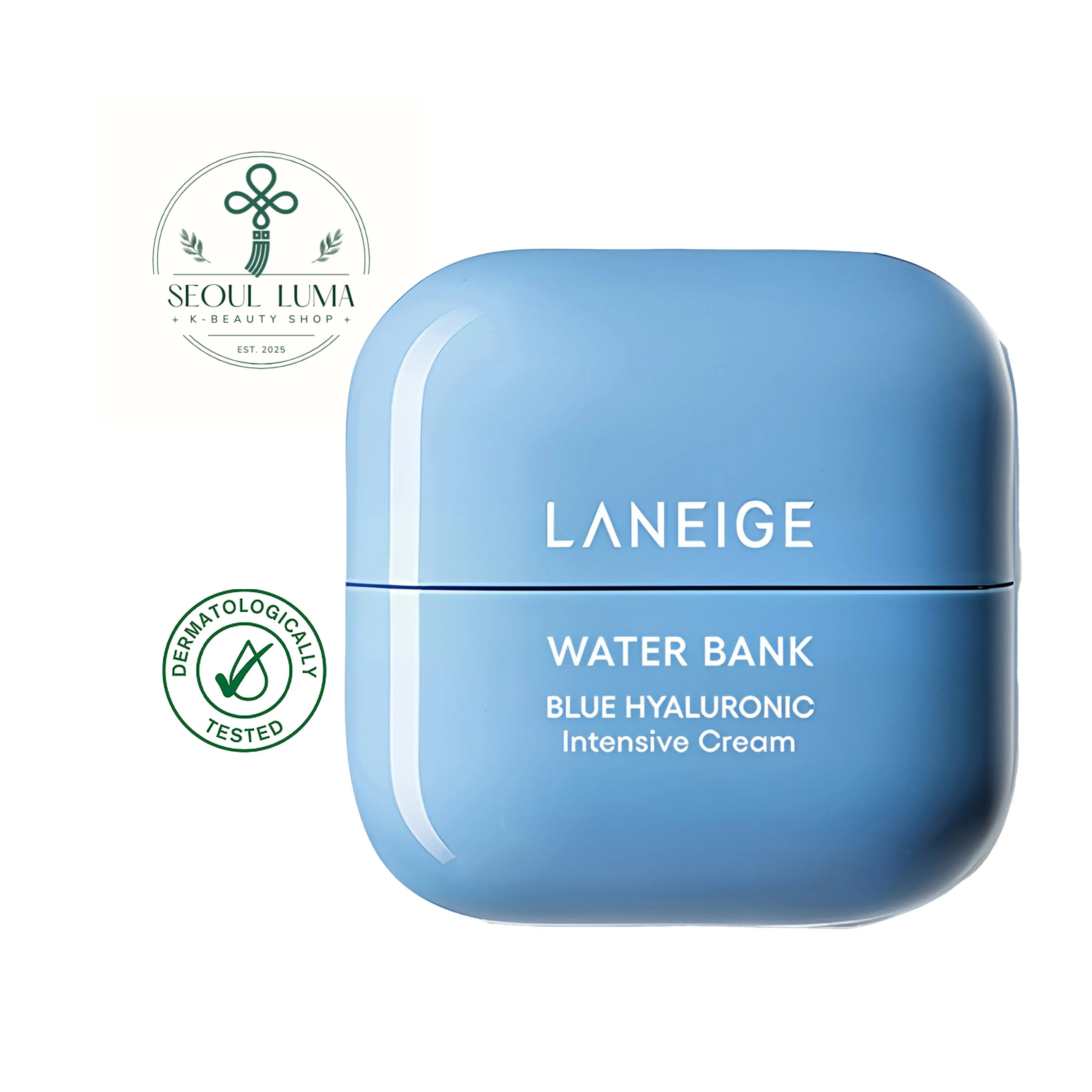 LANEIGE Water Bank Blue Hyaluronic Intensive Cream - rich moisturizer with Blue HA, Omega Peptide Complex, and purified Cica for very dry, sensitive skin
