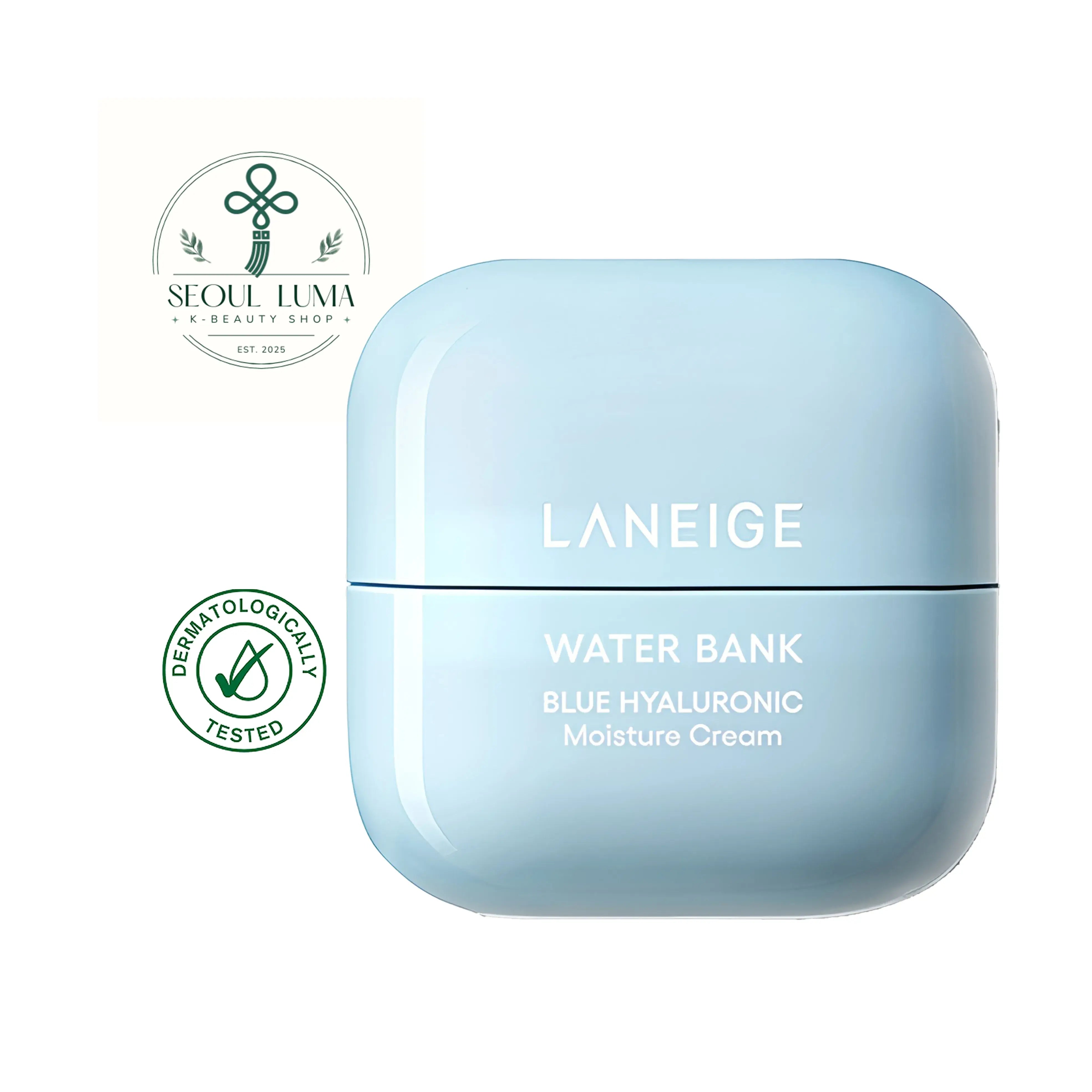 LANEIGE Water Bank Blue Hyaluronic Moisture Cream - daily moisturizer with Blue HA, Pepta-Panthenol Complex, and ceramides for normal to dry skin barrier strengthening