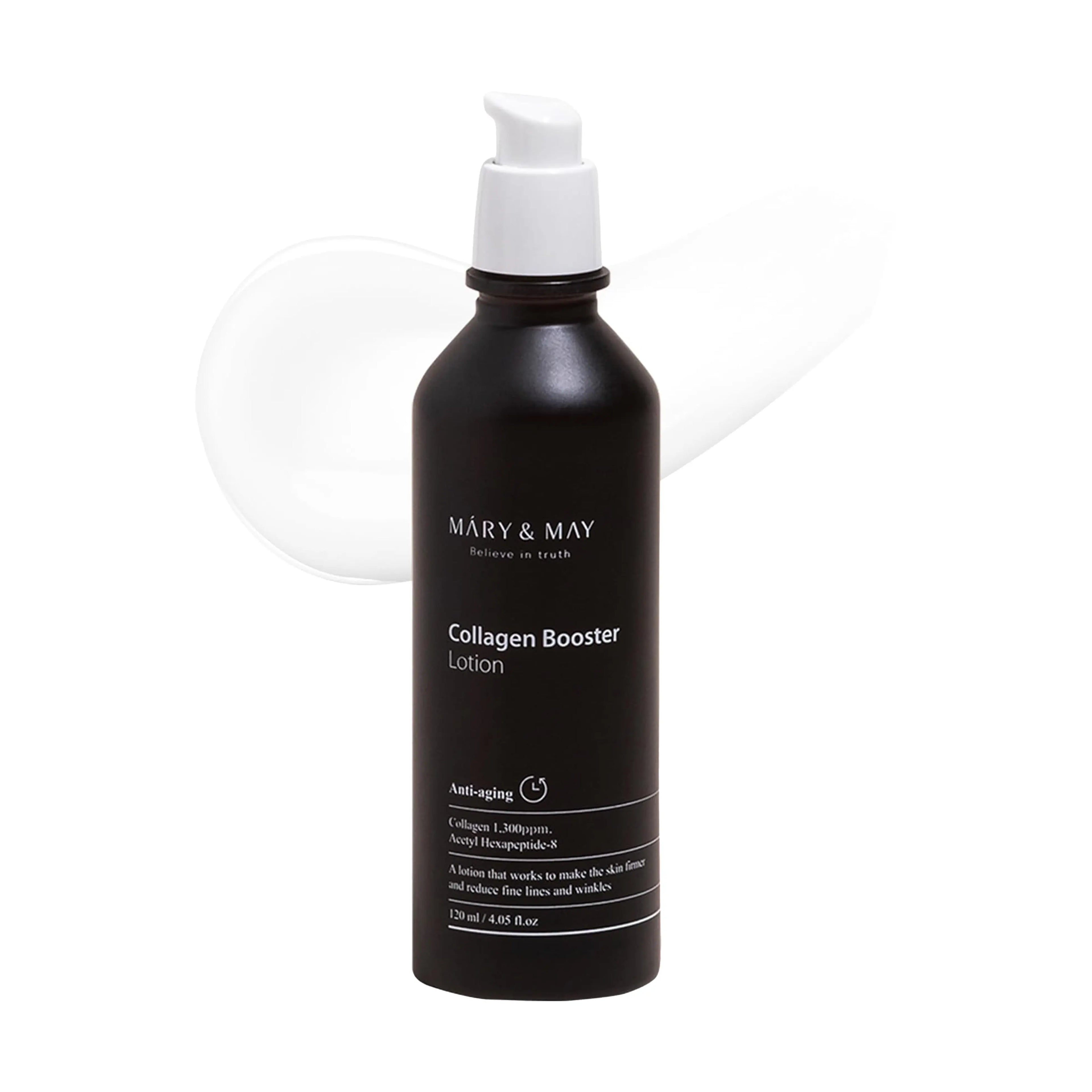 Mary&May Collagen Booster Lotion 120ml. K-beauty firming moisturizer with low-molecular Marine Collagen and Peptides