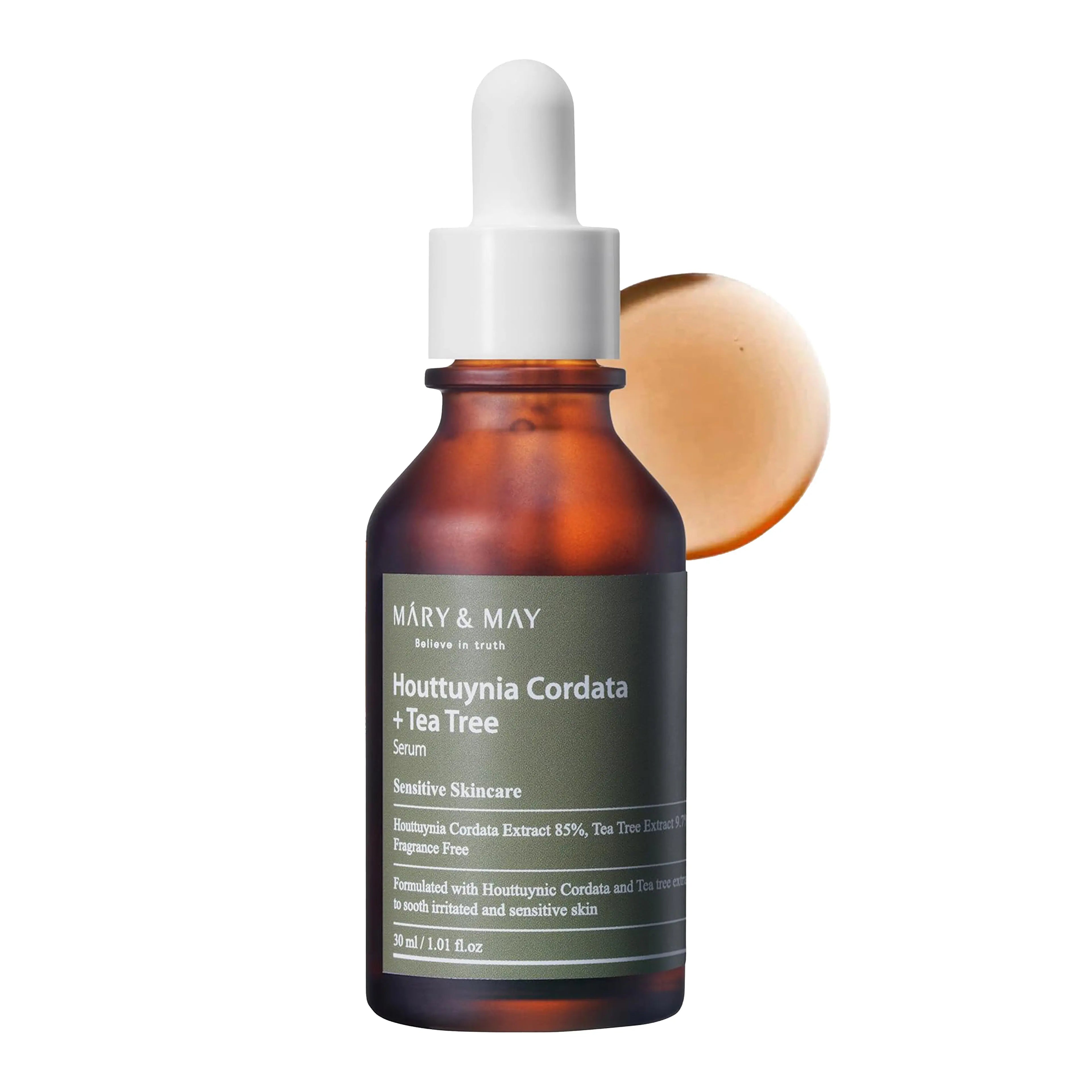 Mary&May Houttuynia Cordata + Tea Tree Serum 30ml. K-beauty high-purity soothing serum with 95% Heartleaf extract
