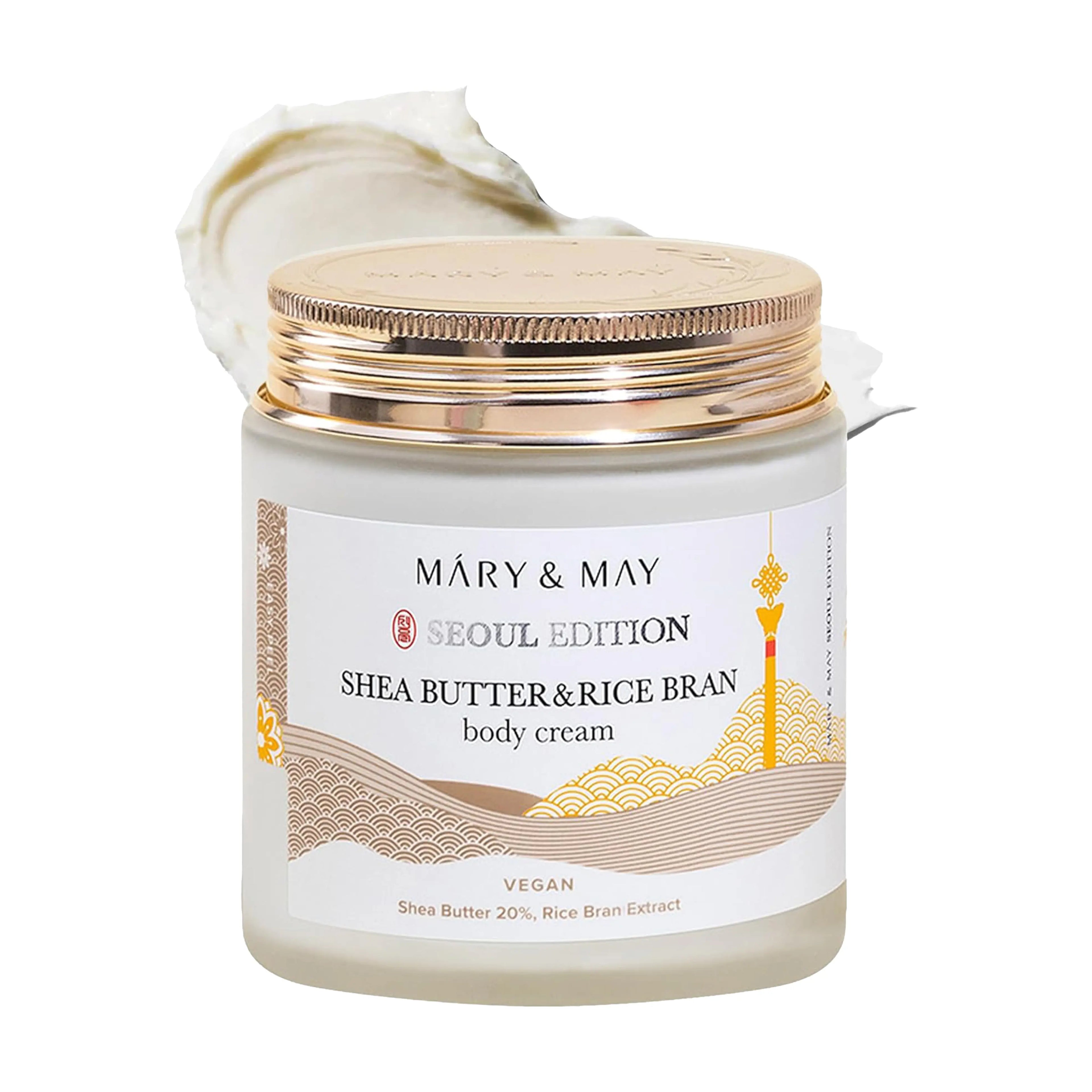 Mary&May Shea Butter & Rice Bran Body Cream 250ml. K-beauty intensive nourishing body cream with 2.1% Shea Butter and 2.1% Rice Bran Extract