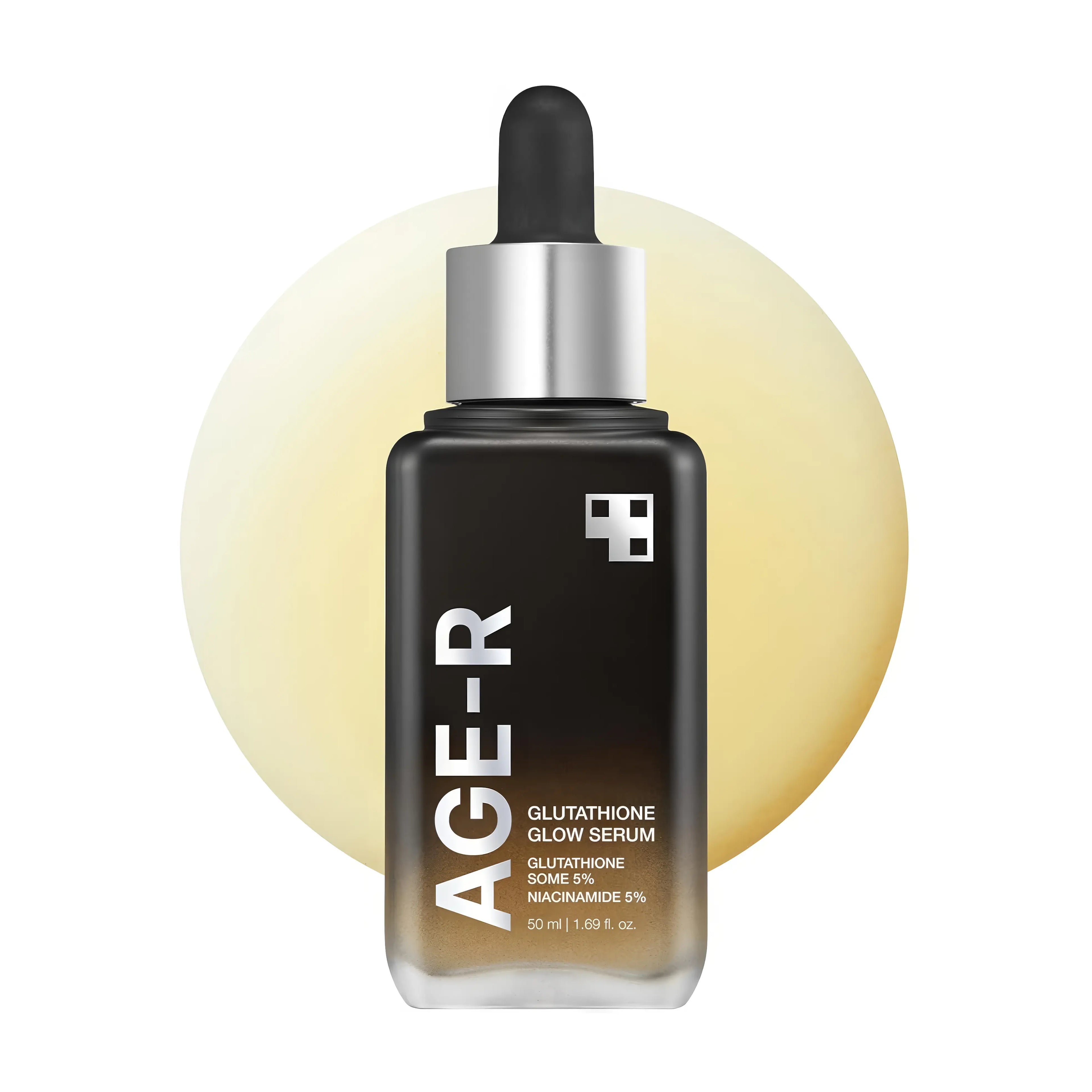 Medicube AGE-R Glutathione Glow Serum (50ml), brightening serum for dull, pigmented, aging skin with glutathione, niacinamide, adenosine, collagen to fade dark spots, boost radiance, improve elasticity, hydrate, and firm complexion.
