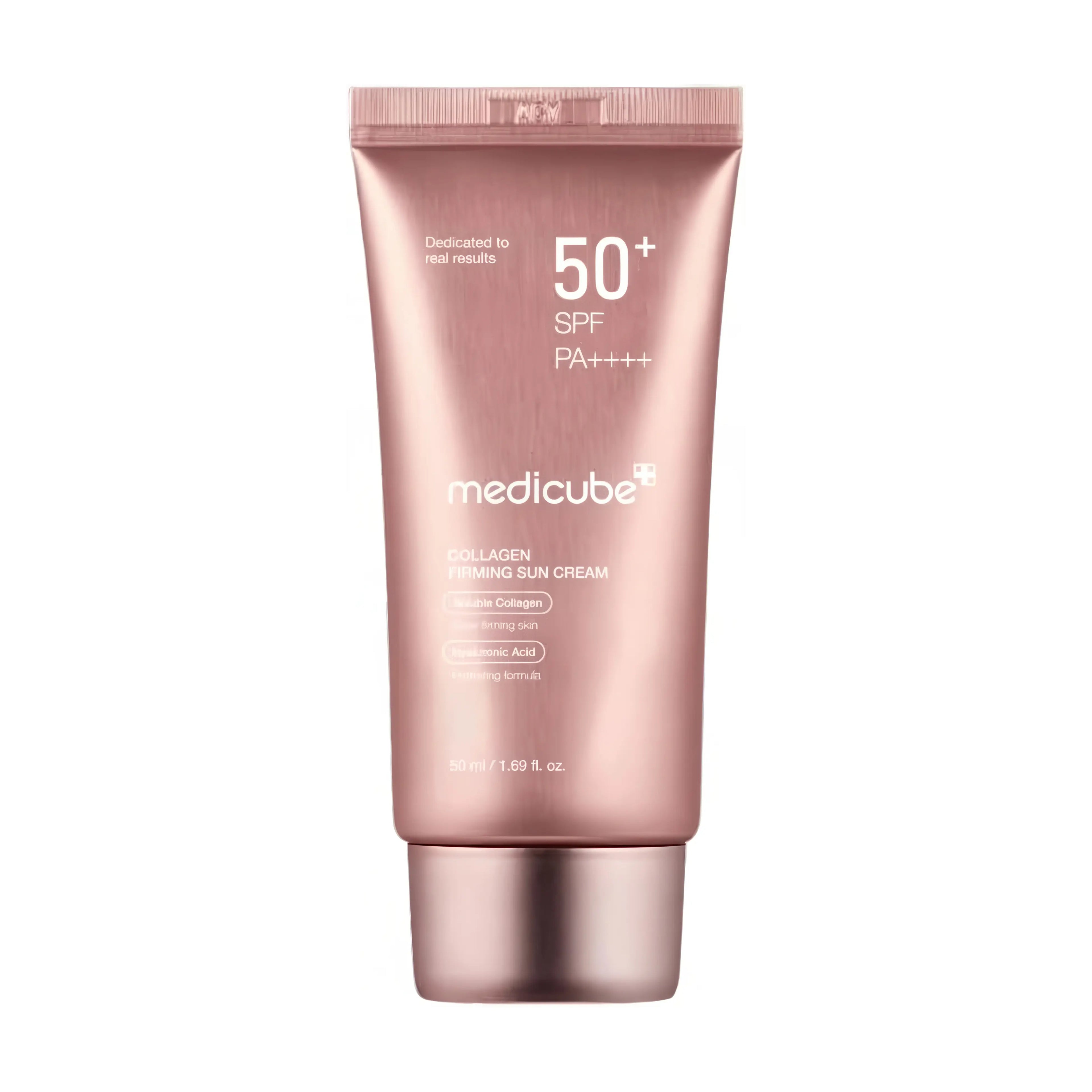 Medicube Collagen Firming Sun Cream SPF50+ PA++++ (50ml), daily anti-aging sunscreen for normal to dry and mature skin, helps improve elasticity and fine lines with collagen while providing high broad-spectrum UV protection and a smooth, hydrating finish.
