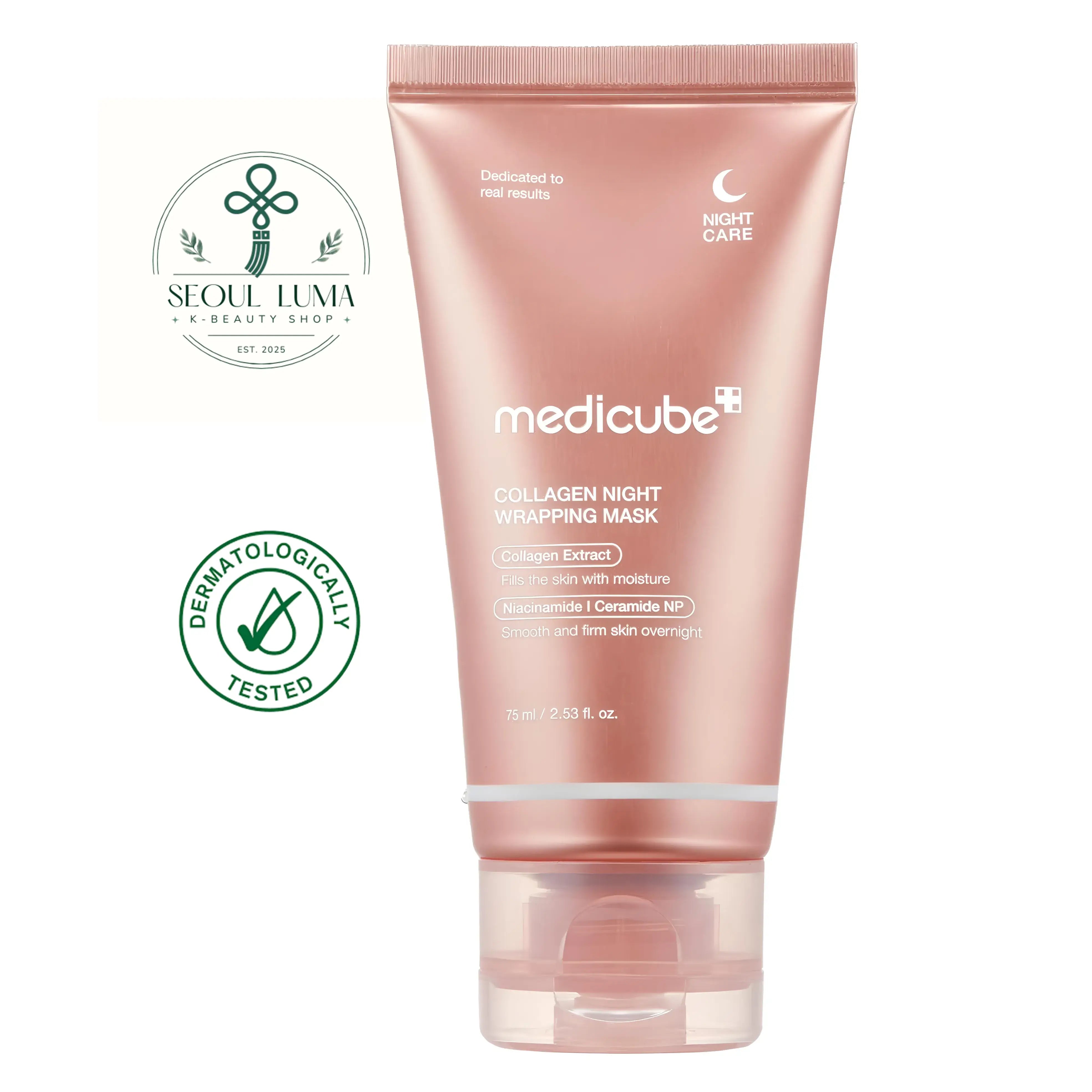 MEDICUBE Collagen Night Wrapping Mask - 75ml overnight sleeping mask with triple collagen complex and peptides for intensive anti-aging repair