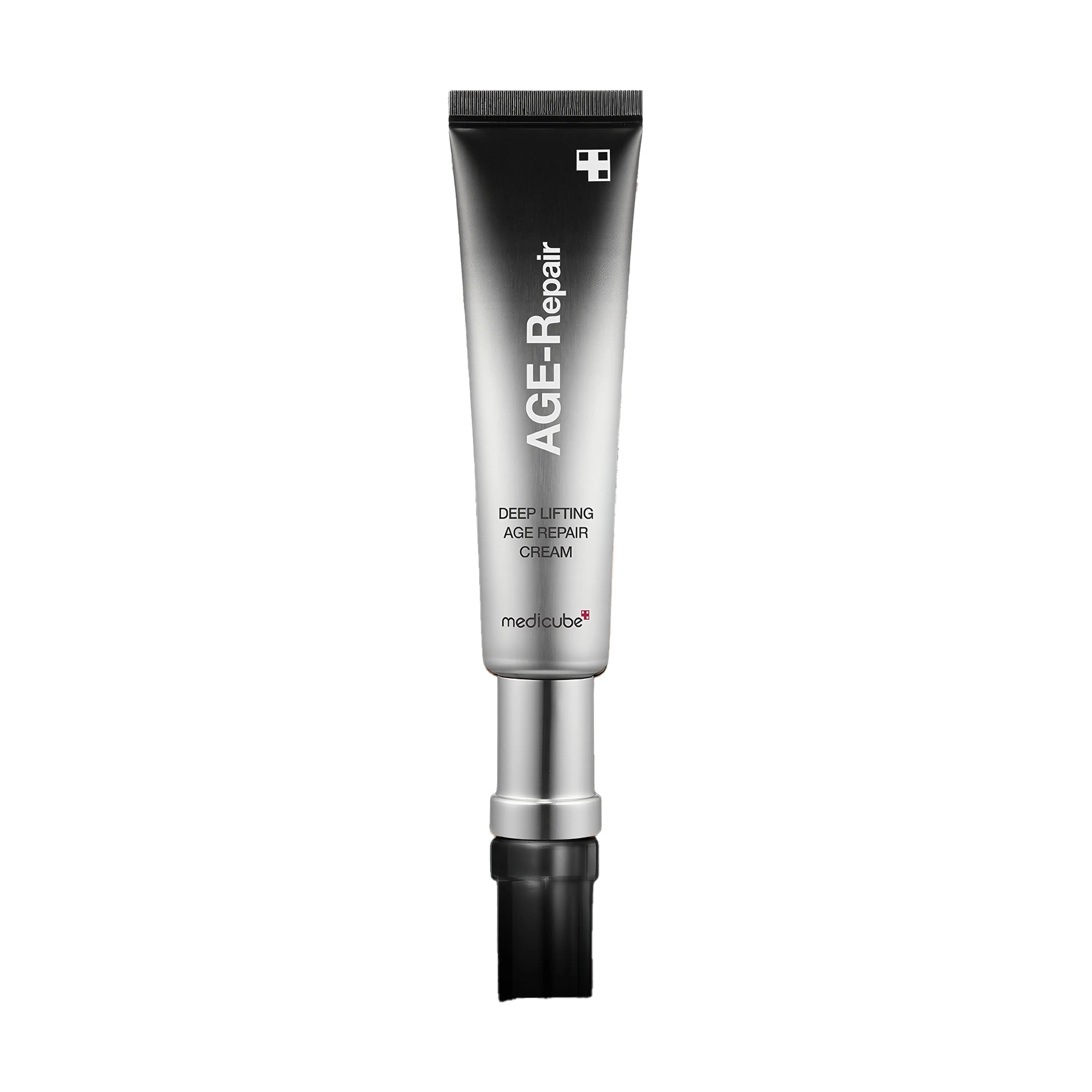 Medicube Deep Lifting Age Repair Cream (30ml), intensive anti-aging lifting cream for mature, sagging, and dry skin, features 20,000ppm peptide complex, niacinamide, ceramide NP, multi-collagen & elastin, multiple hyaluronic acids to dramatically improve elasticity, reduce wrinkles, firm contours, brighten tone, hydrate deeply, and repair barrier for lifted, youthful glass-skin appearance.