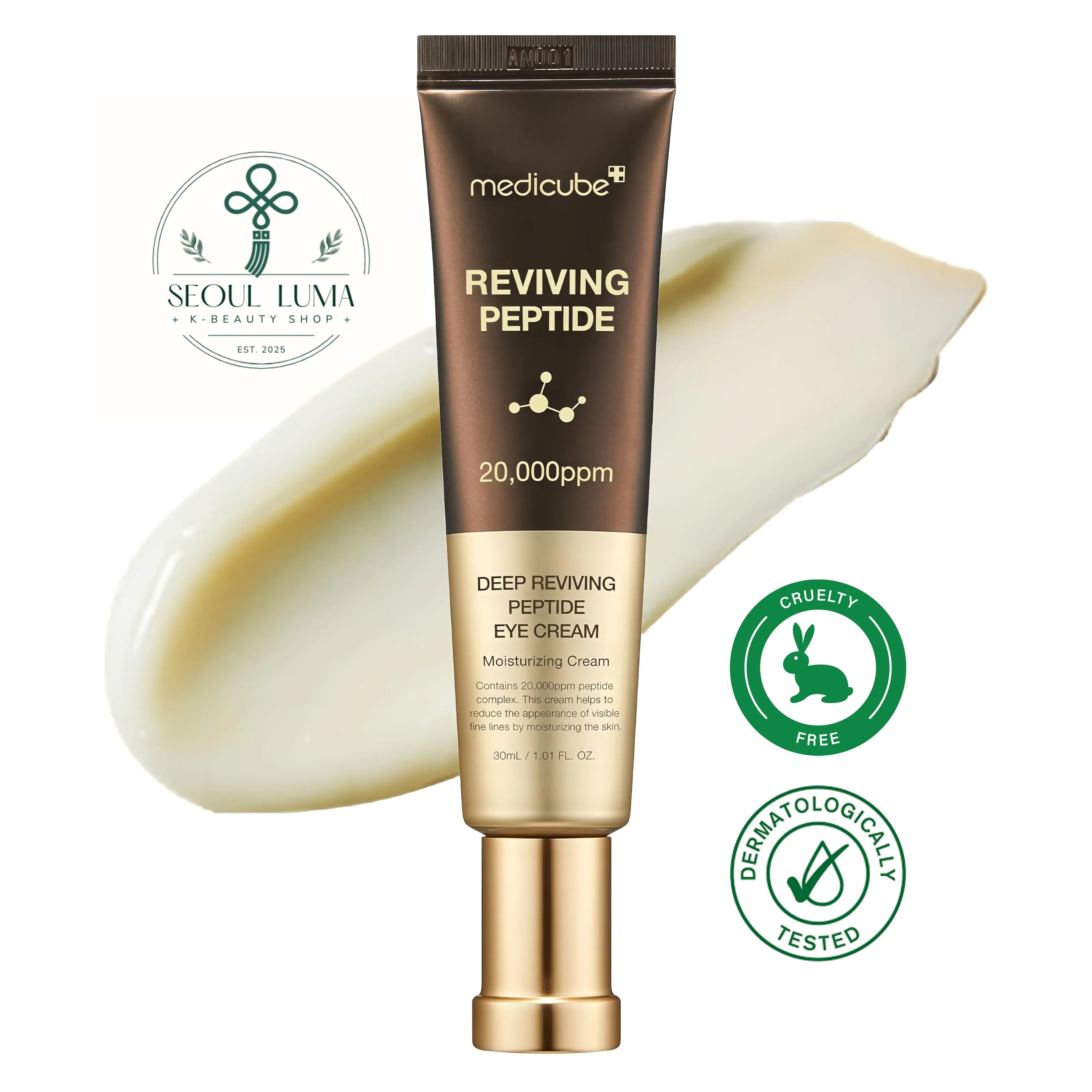 MEDICUBE Deep Lifting Peptide Eye Cream with 20,000ppm peptide complex for anti-aging eye care