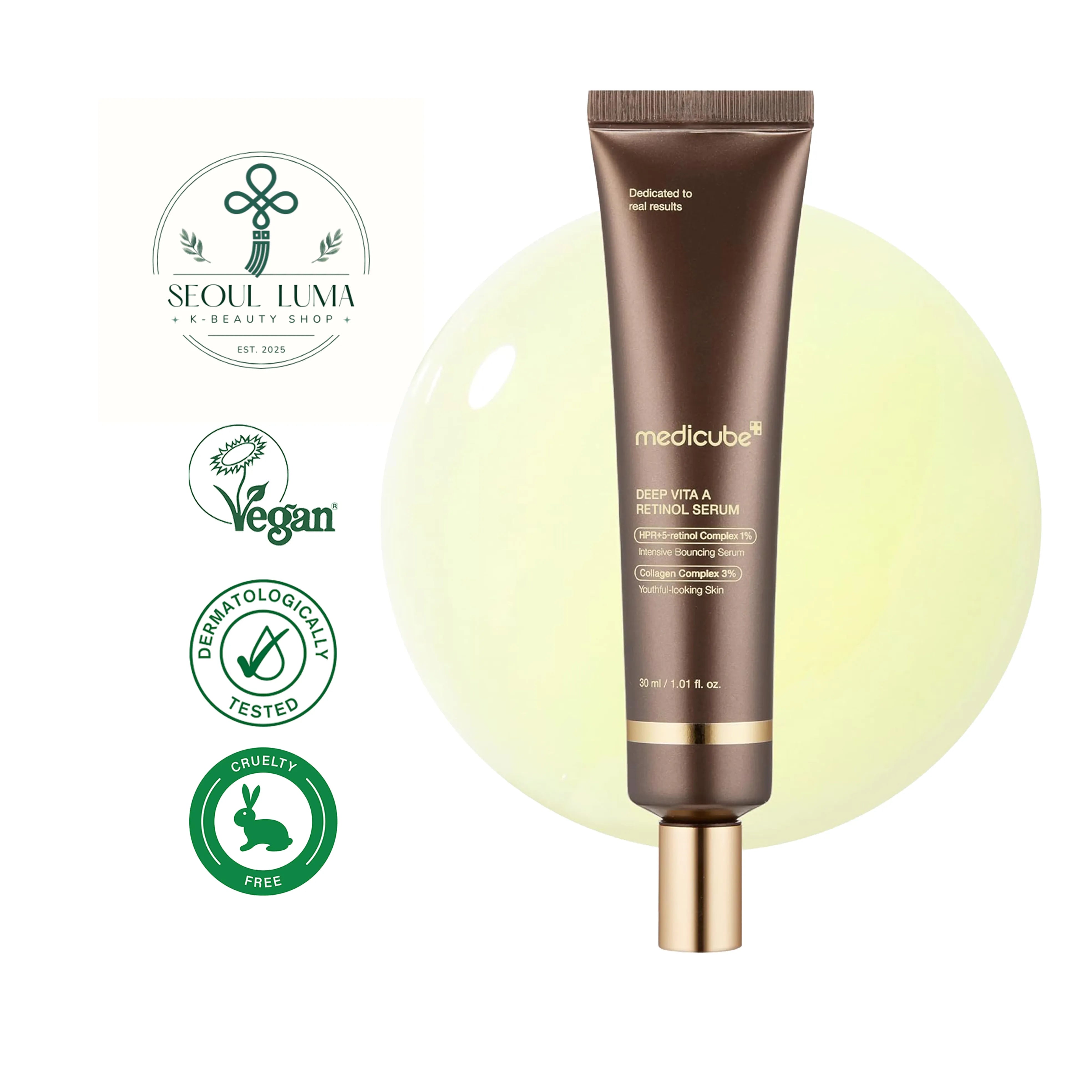 MEDICUBE Deep Vita-A Retinol Serum with 4th generation retinol, bakuchiol, and niacinamide for gentle anti-aging and skin renewal